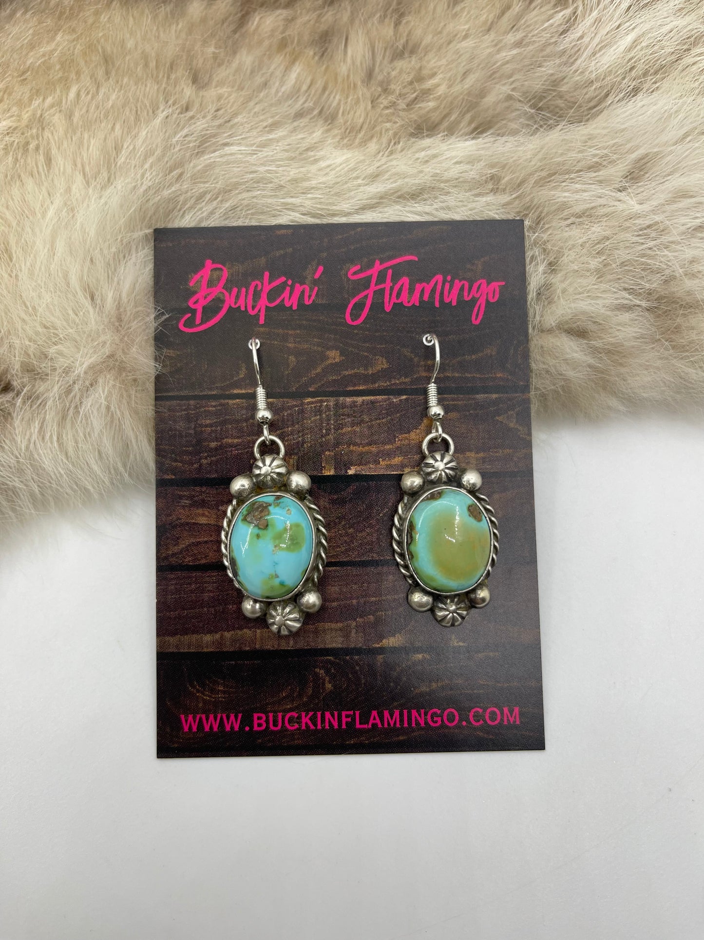 Sonoran Gold Turquoise 4 Stone Lariat 20”+3” Drop & Earring Set by Augustine Largo, Navajo