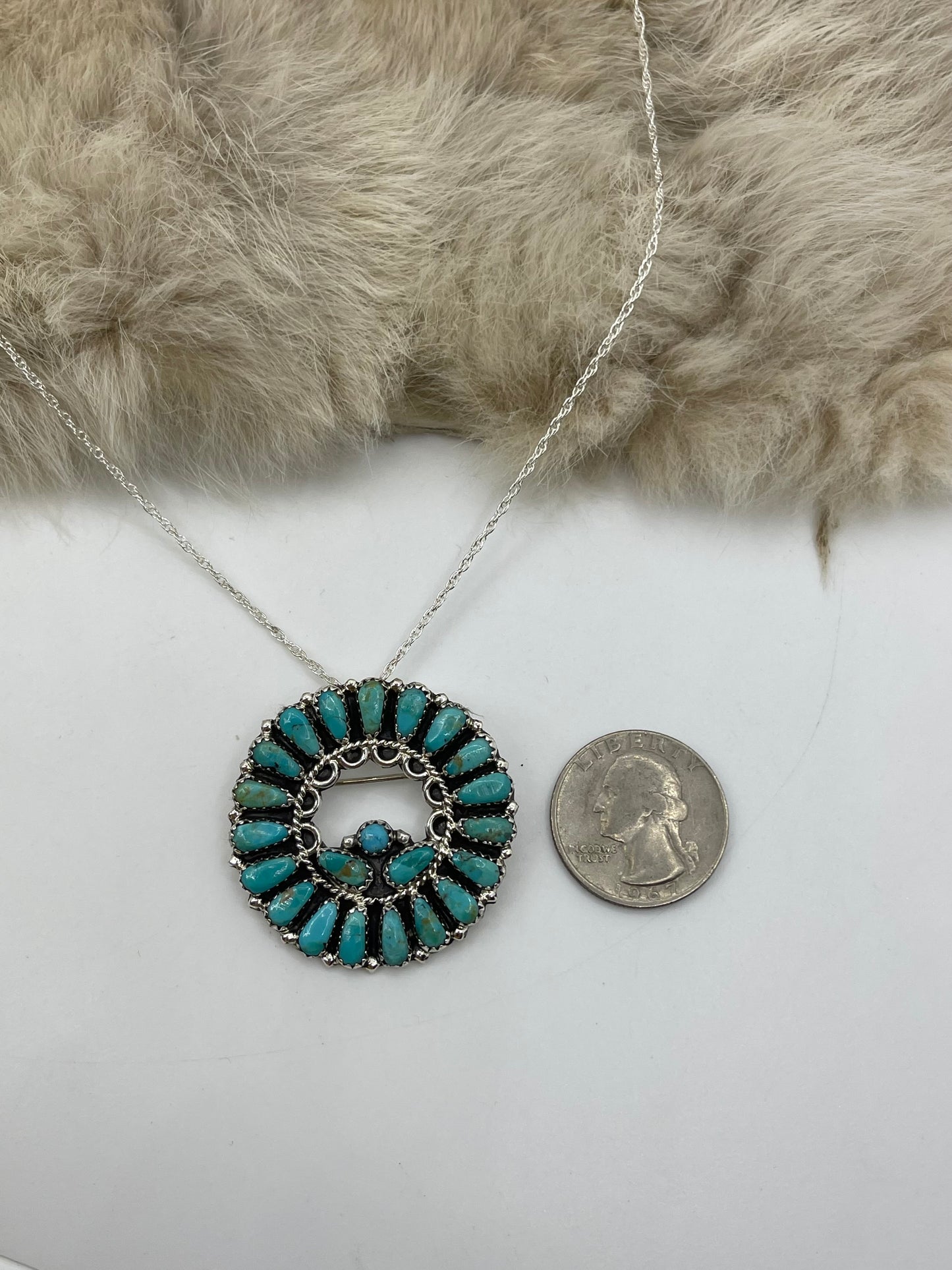 18" Circle Cluster Pin/Pendant Combo by Zeita Begay, Navajo