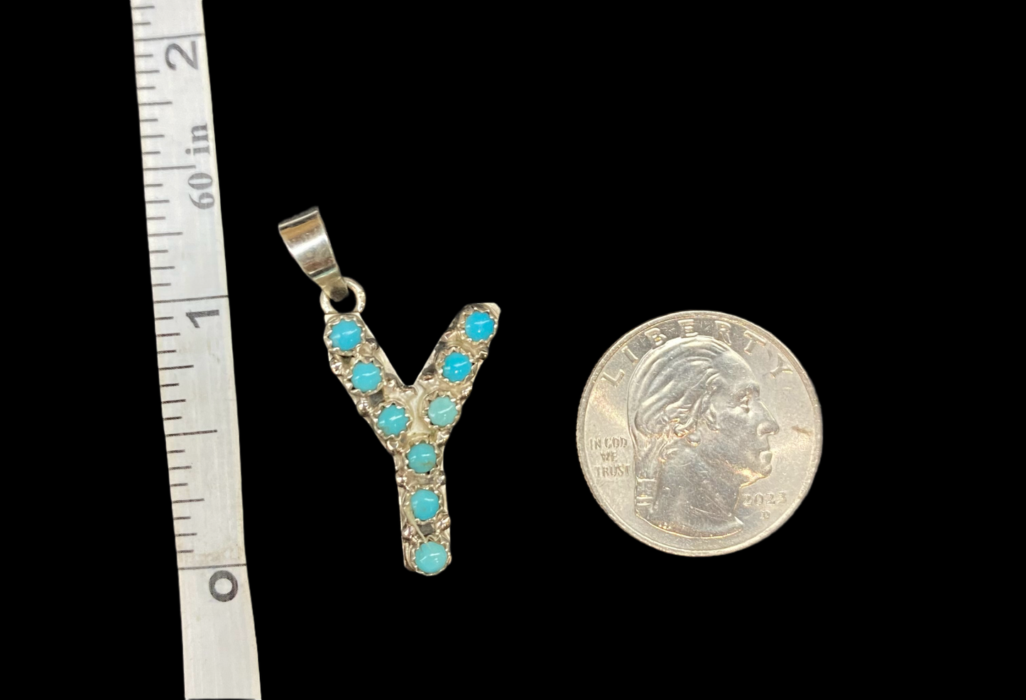 "Y" Turquoise Pendant by Scott Skeets, Navajo