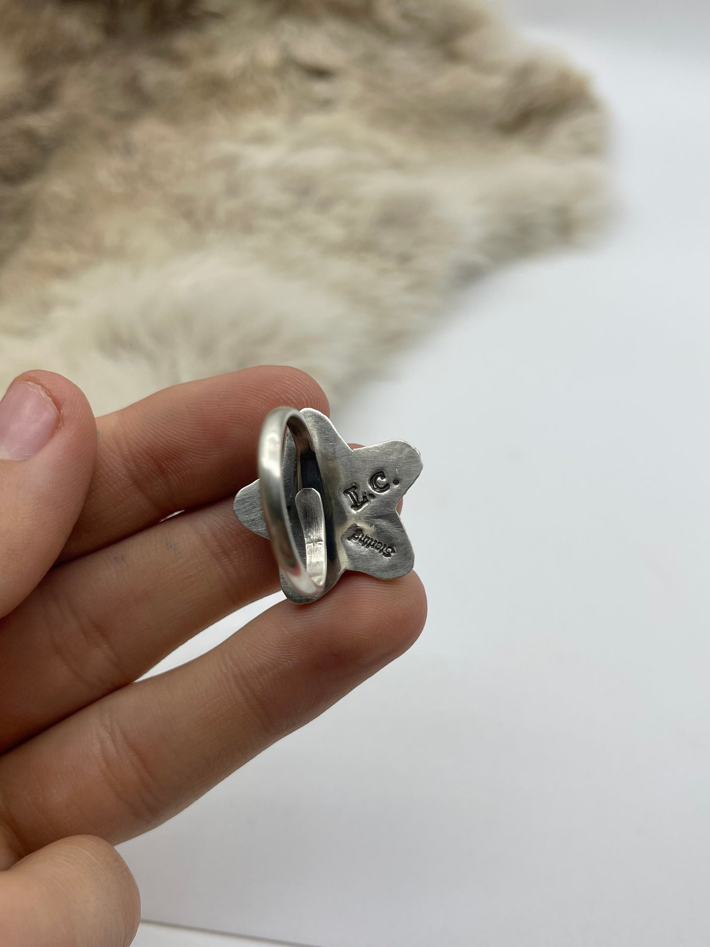 Adjustable Green Star Ring by Larson Chee, Navajo