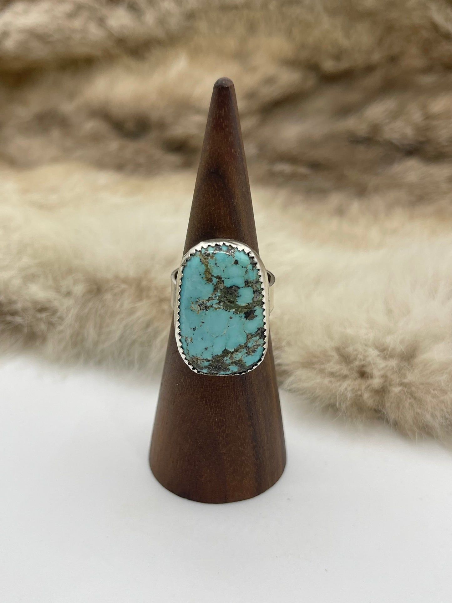 8.0 #8 Turquoise Ring by Carrie Cannon, Kiowa