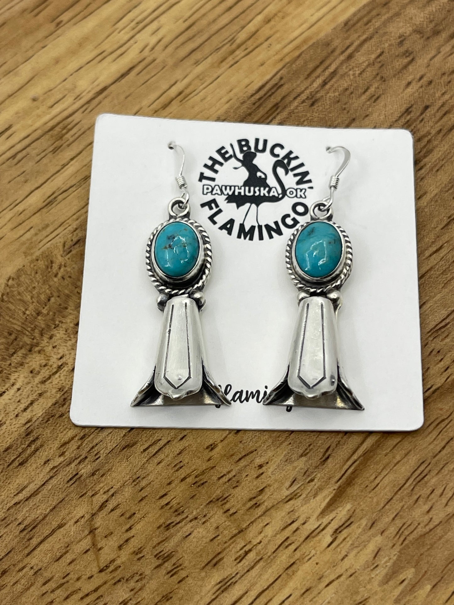 Turquoise Dangle Blossom Earrings by Sharon McCarthy, Navajo