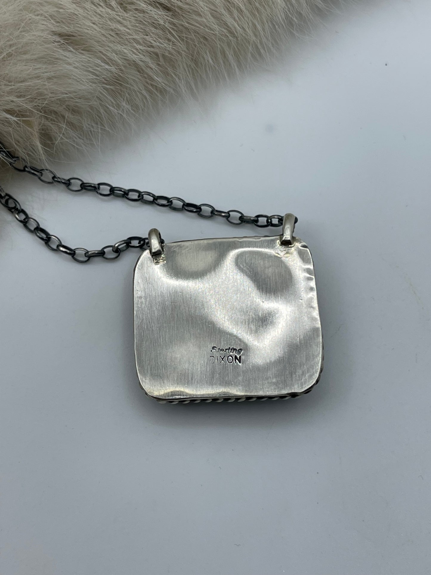 16" #8 Turquoise Square Necklace by Johnny Dixon, Navajo