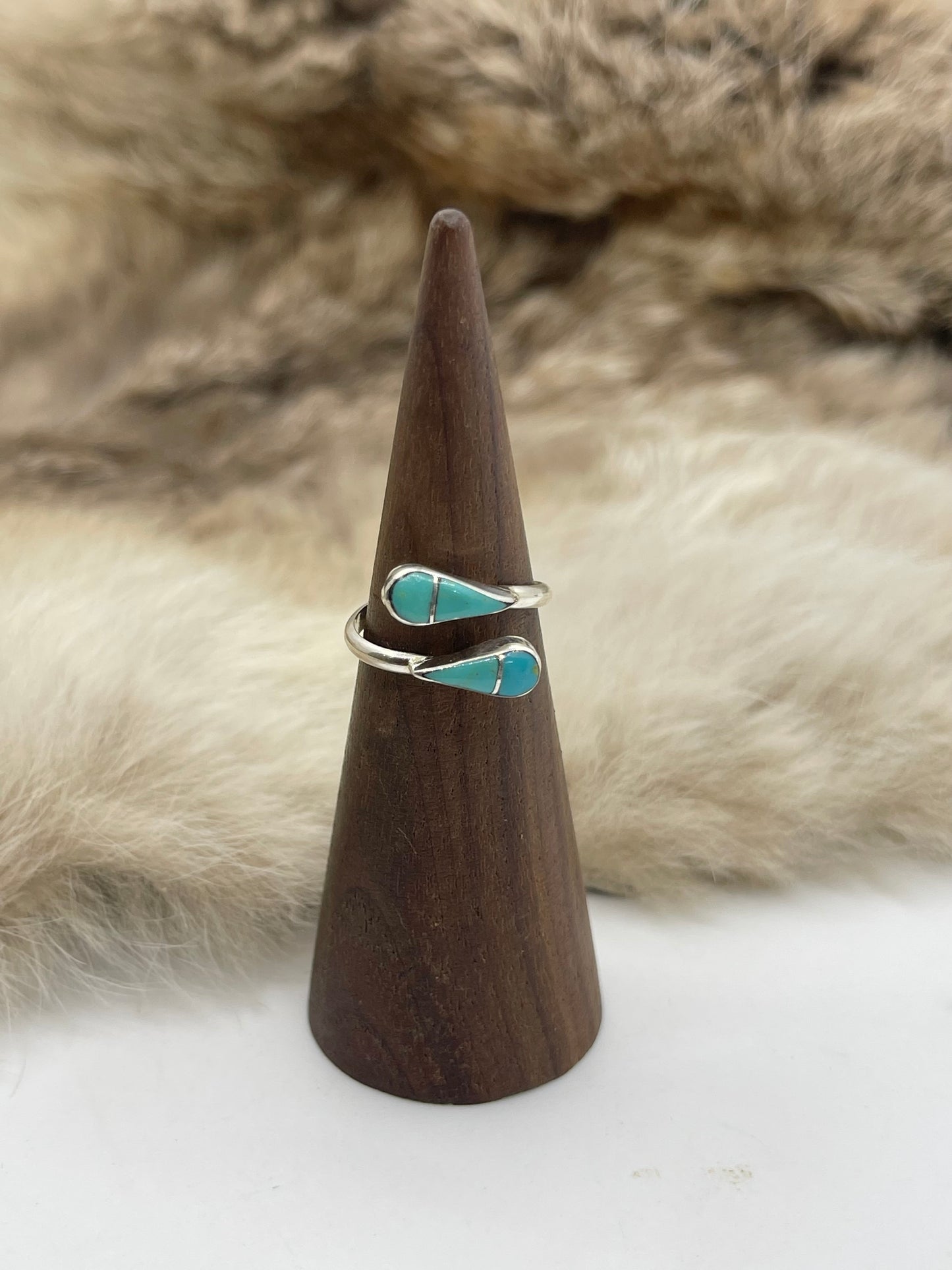 8.0 Adjustable Turquoise Ring by Velda Nestacio, Zuni