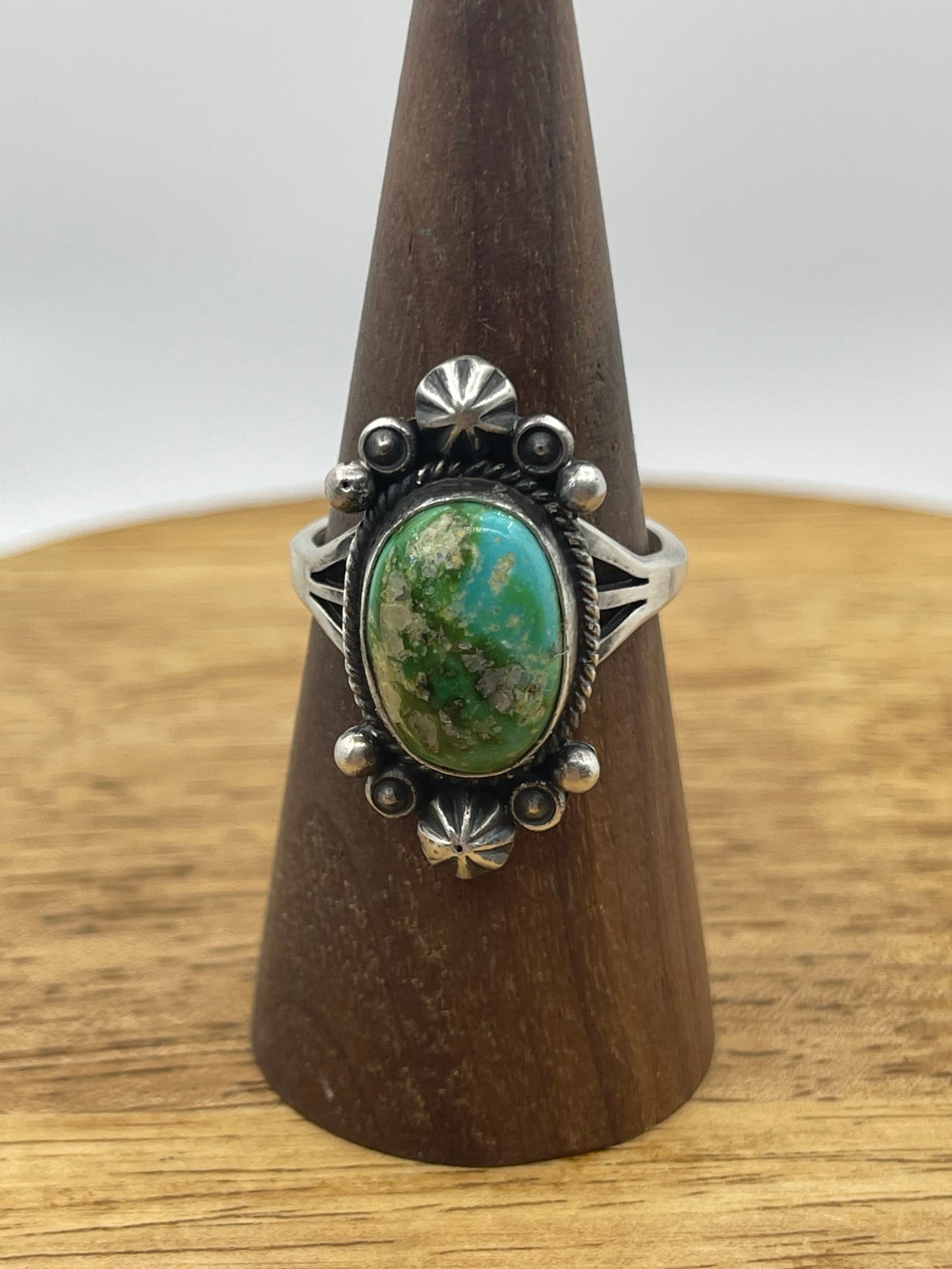 11.0 Sonoran Gold Turquoise Oval Ring by Maritta Benally, Navajo