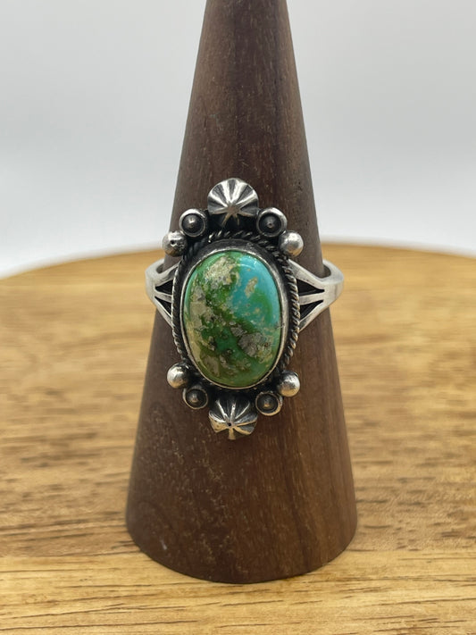 11.0 Sonoran Gold Turquoise Oval Ring by Maritta Benally, Navajo