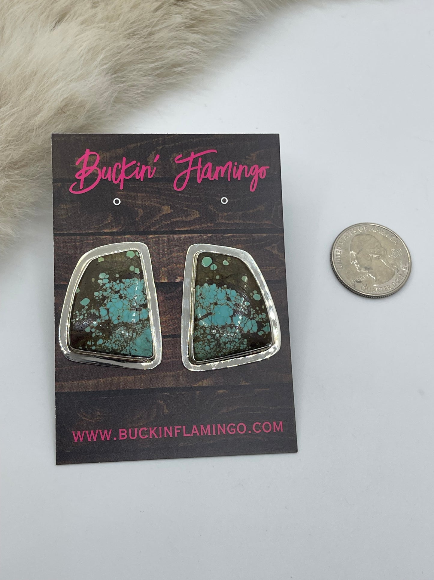 #8 Turquoise Post Earrings by Marie Jackson, Navajo