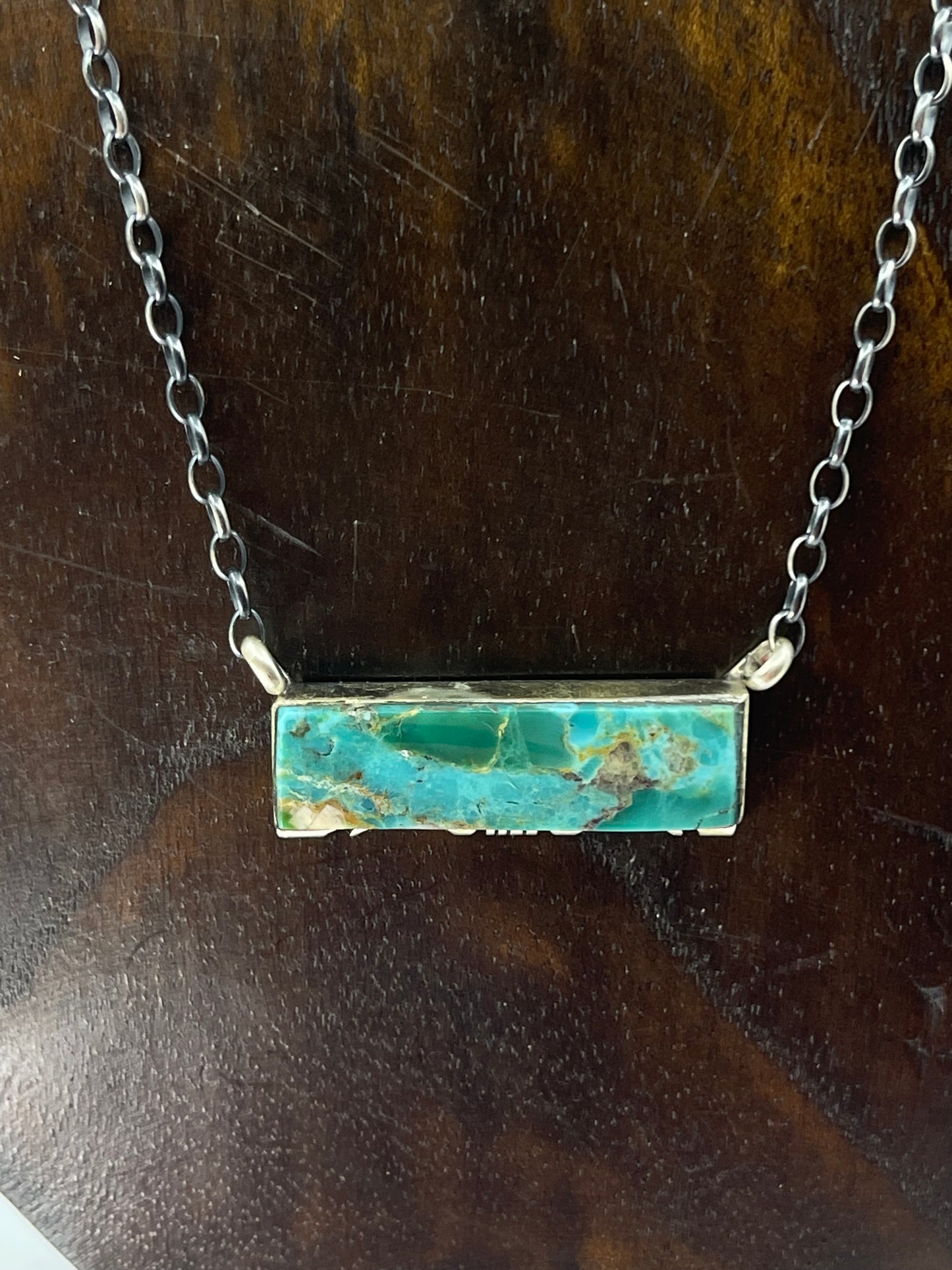 16" Kingman Turquoise Bar Necklace by Steve Francisco, Navajo