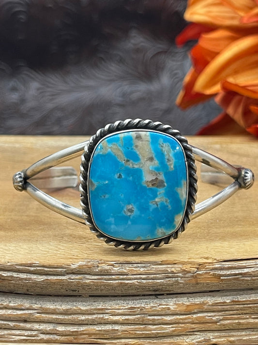 5.75" - 7.25" Kingman Turquoise Square Cuff