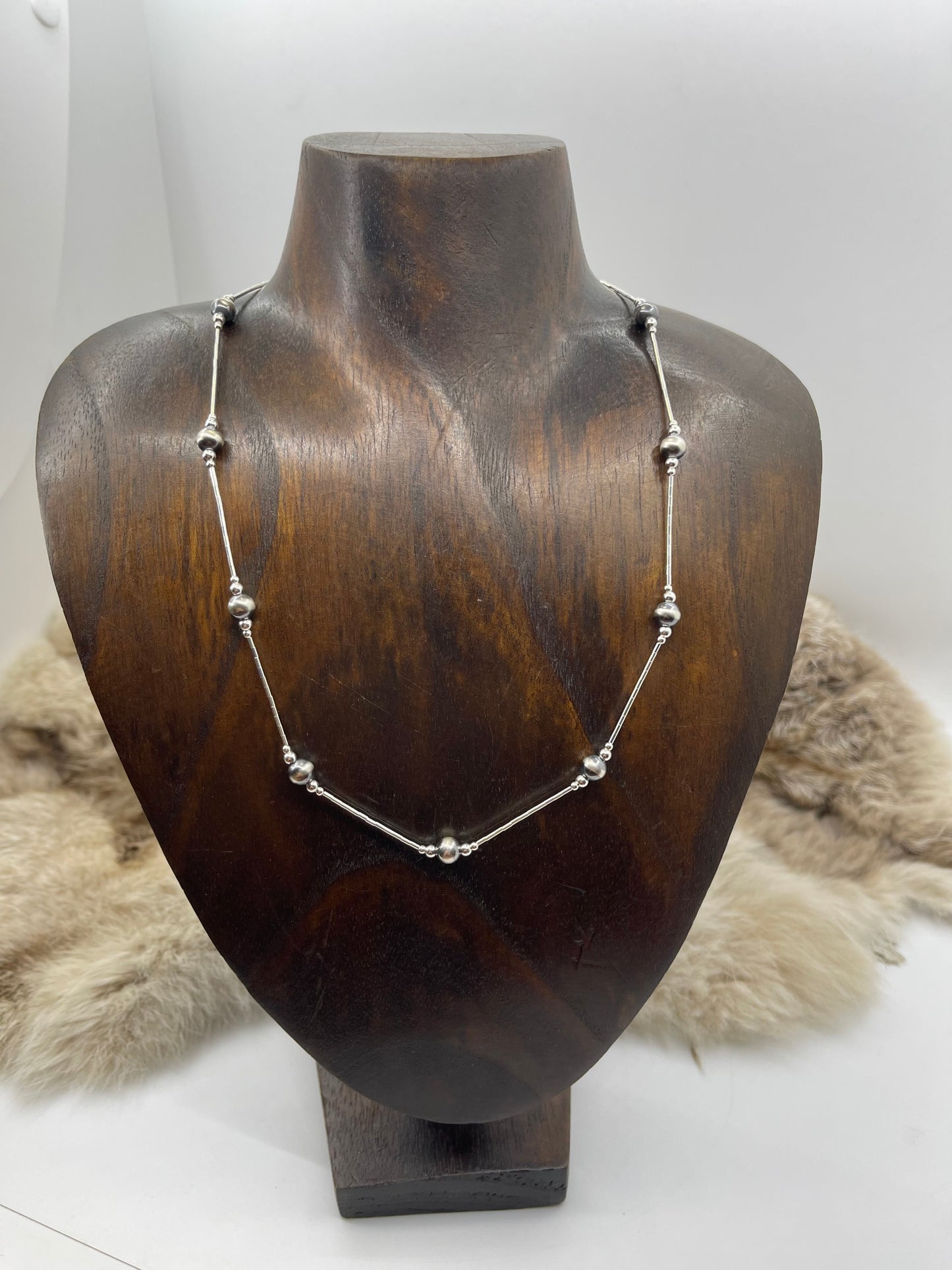 18” 6MM Navajo Style Pearls on Liquid Silver