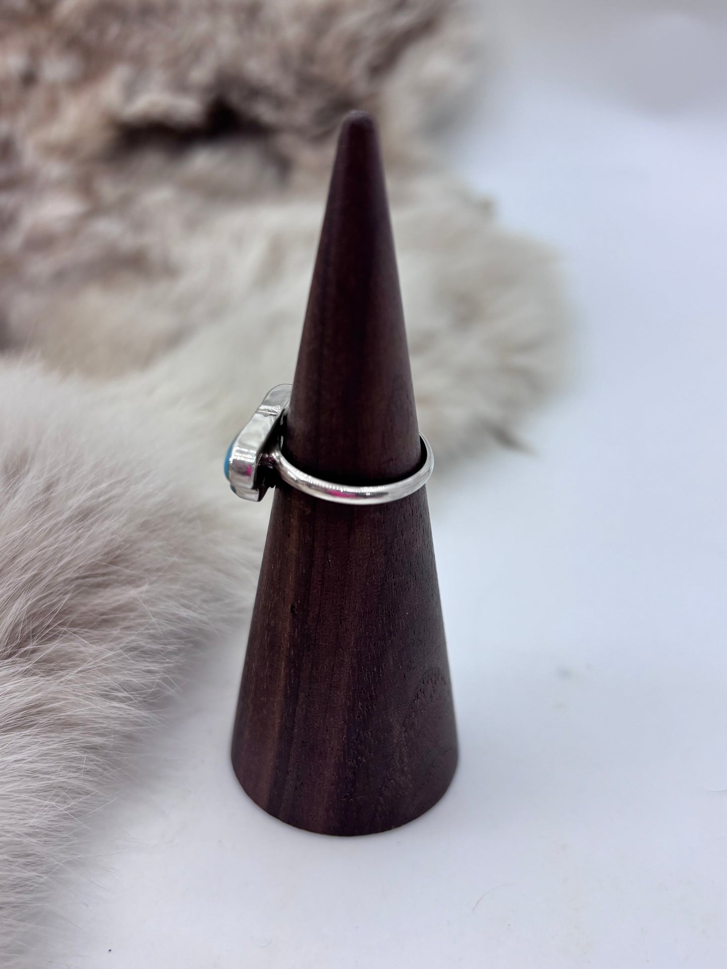 6.5 Half Cluster Turquoise Ring by Velda Nastacio, Navajo