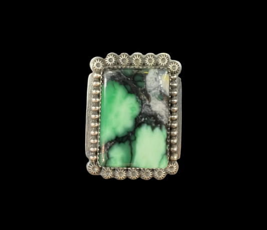 8.0 Emerald Rose Ring by J. Piaso Jr., Navajo