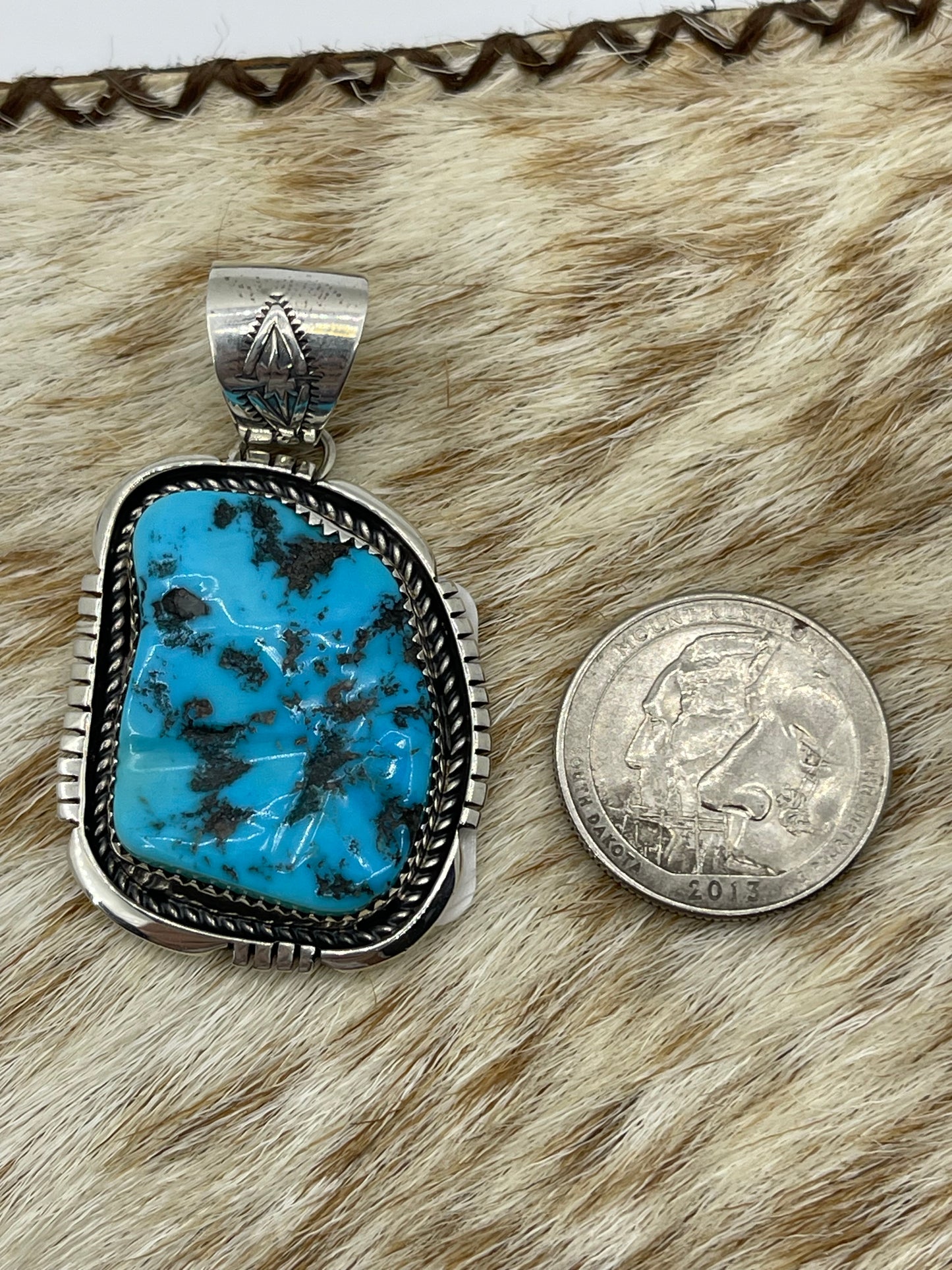 Rough Turquoise Pendant with a 10.7mm Bale by Andrew Johnson, Navajo