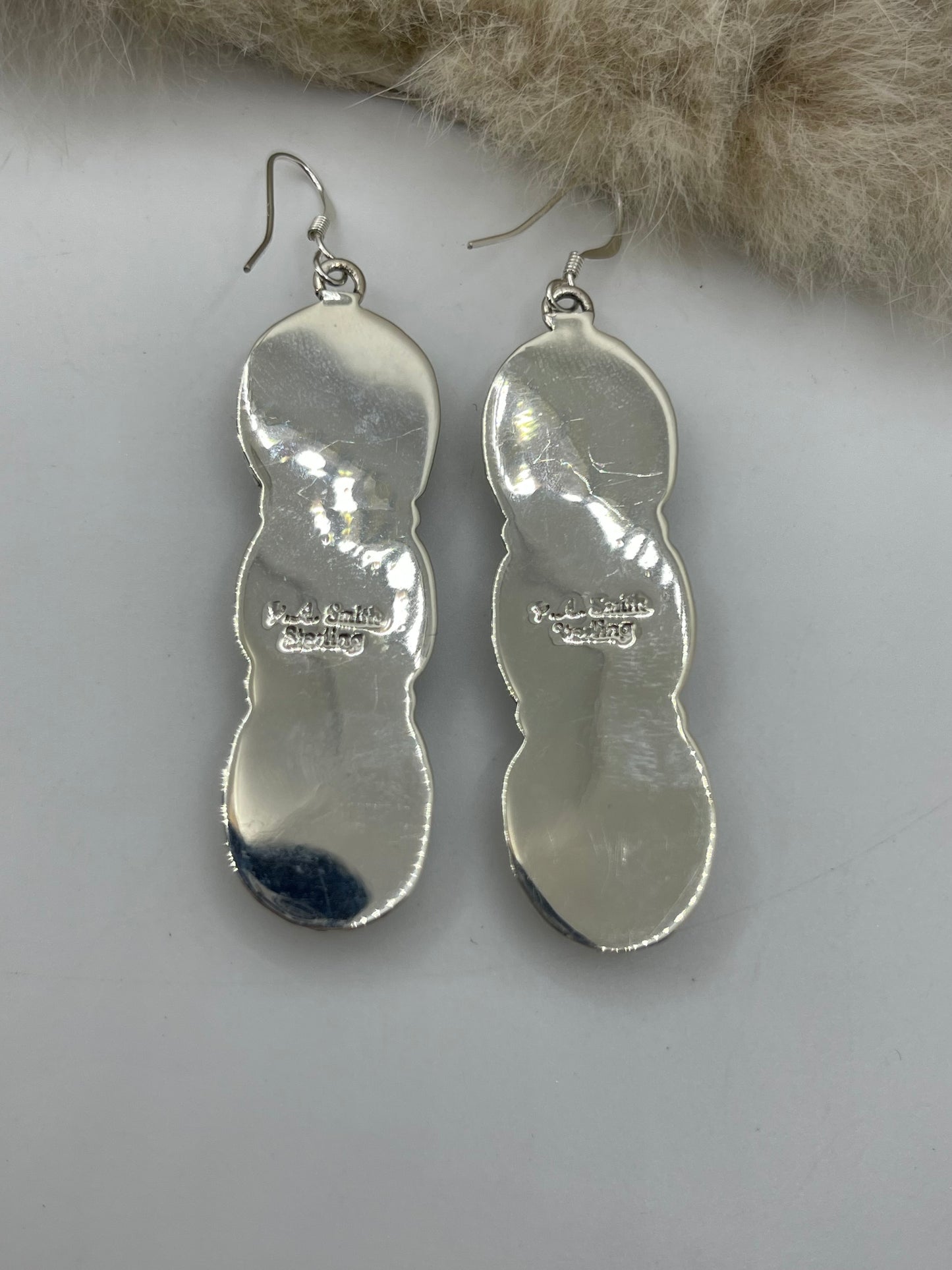 3 Stone Turquoise Dangle Earrings by Phyllis A. Smith, Navajo