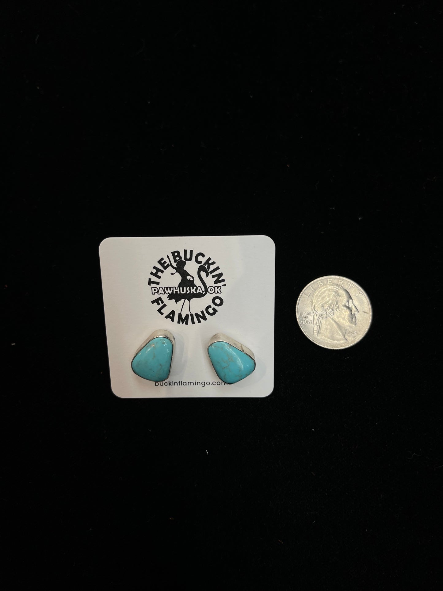 Triangle Kingman Turquoise Post Earrings by Sheryl Kee, Navajo