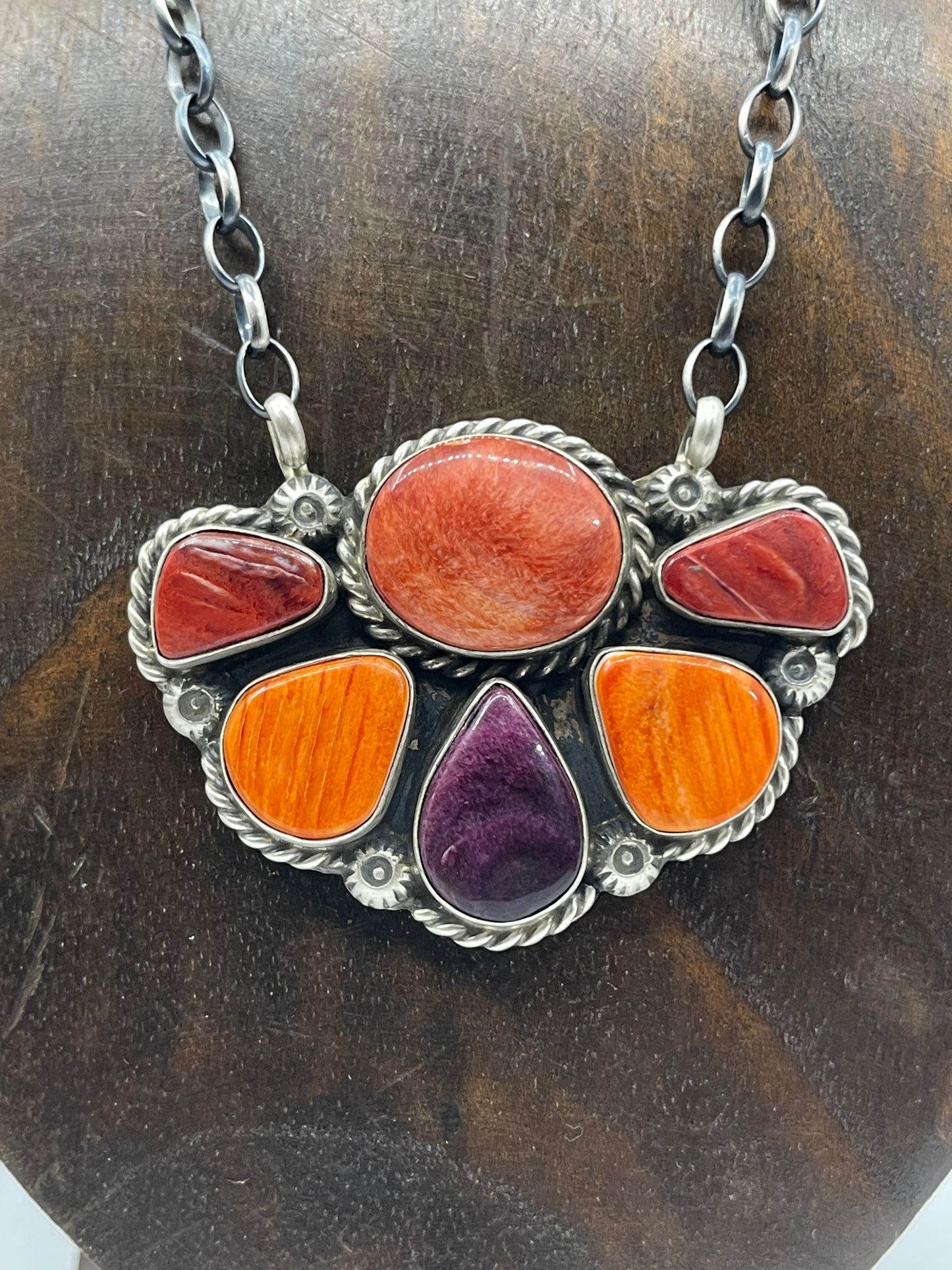 16" Spiny Oyster Cluster Necklace by Augustine Largo