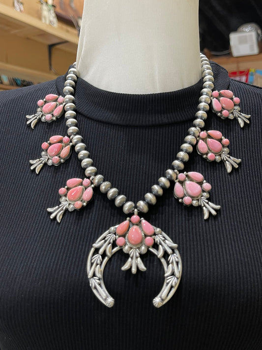 LOT 14 1/4 20" Handmade Pink Conch Shell Squash by Edison Saunders, Navajo