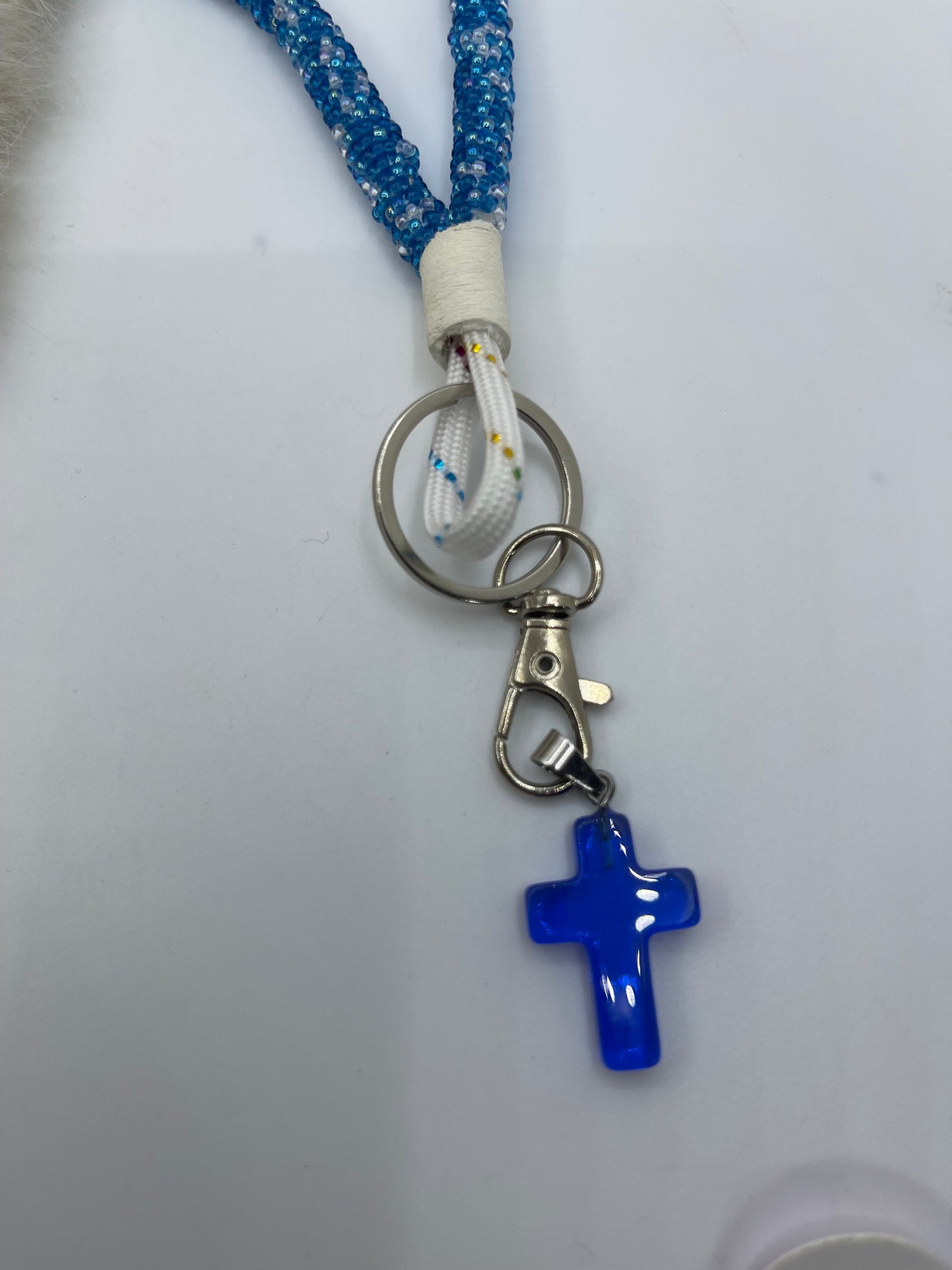 Blue Beaded Key Chain by Lillian & Vernon Steele, Apache
