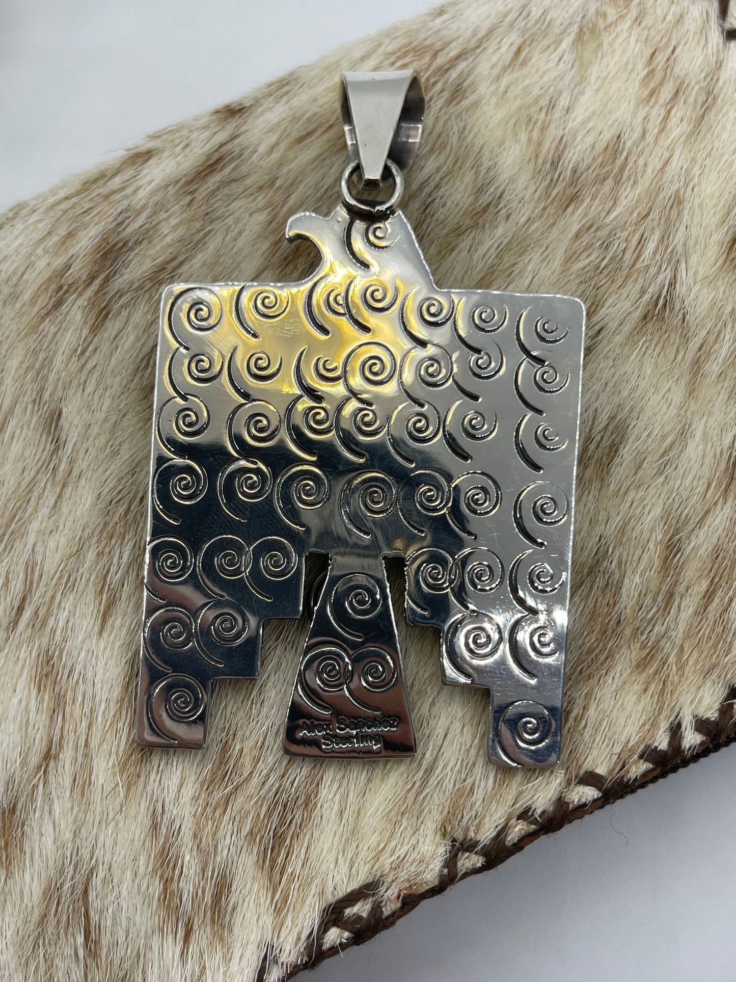 Thunderbird Pendant with Kingman Web Turquoise by Alex Sanchez, Navajo