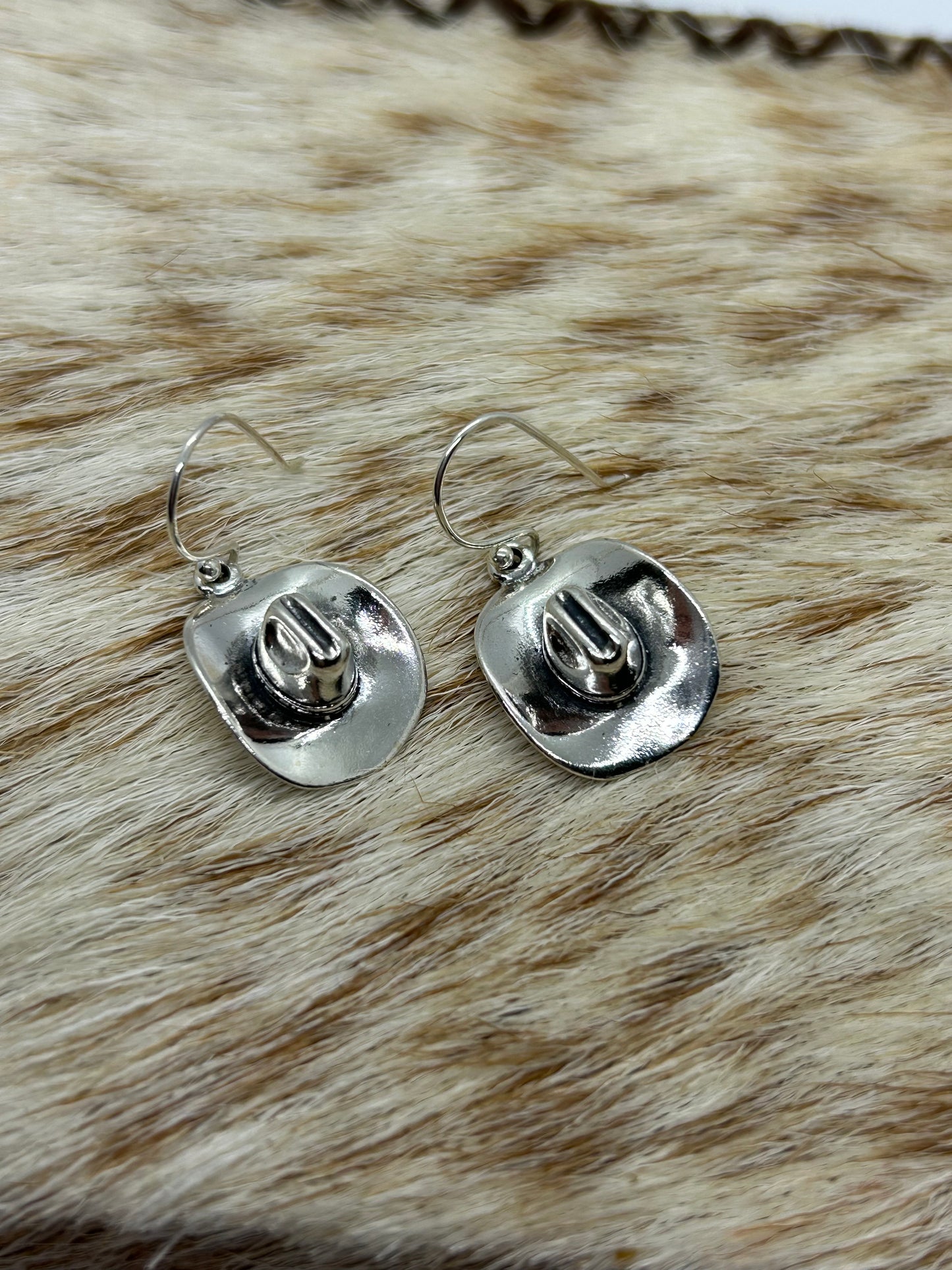 Sterling Silver Cowboy Hat Dangle Earrings