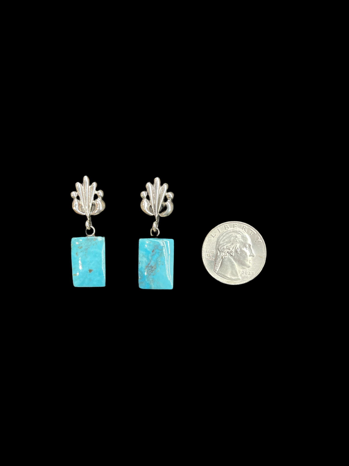 Turquoise Dangle Earrings by Sadie Jim, Navajo