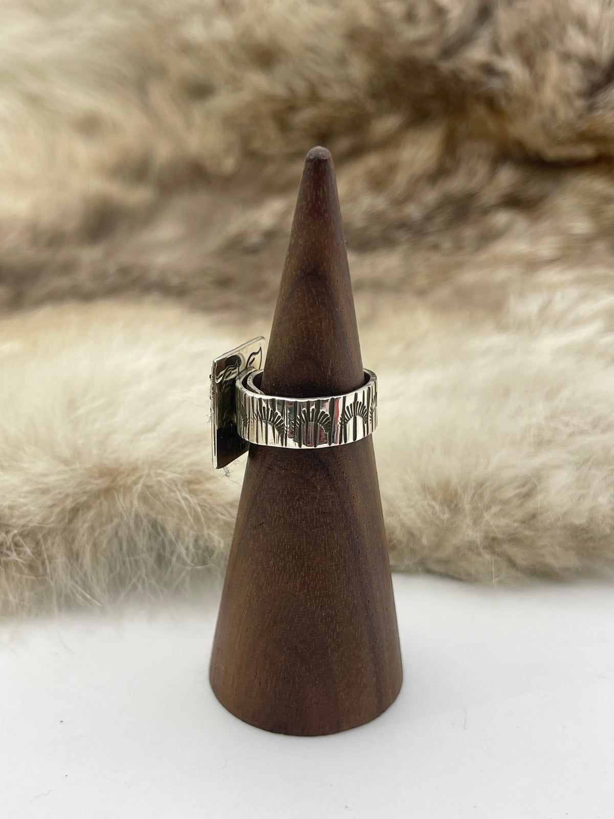 Adjustable 7.0-9.0 Dragonfly Mini Petroglyph Ring Adjustable by Alex Sanchez