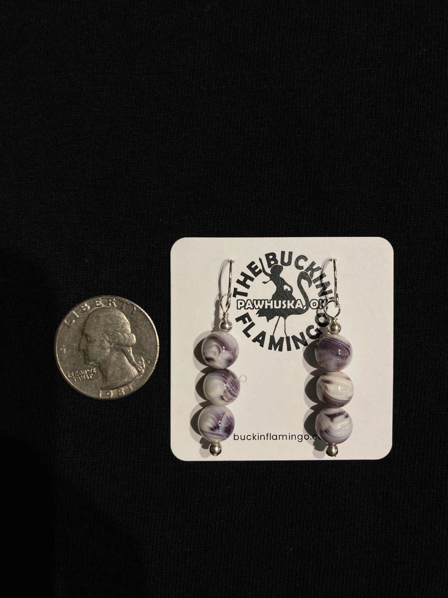 3 Wampum Shell Dangle Earrings