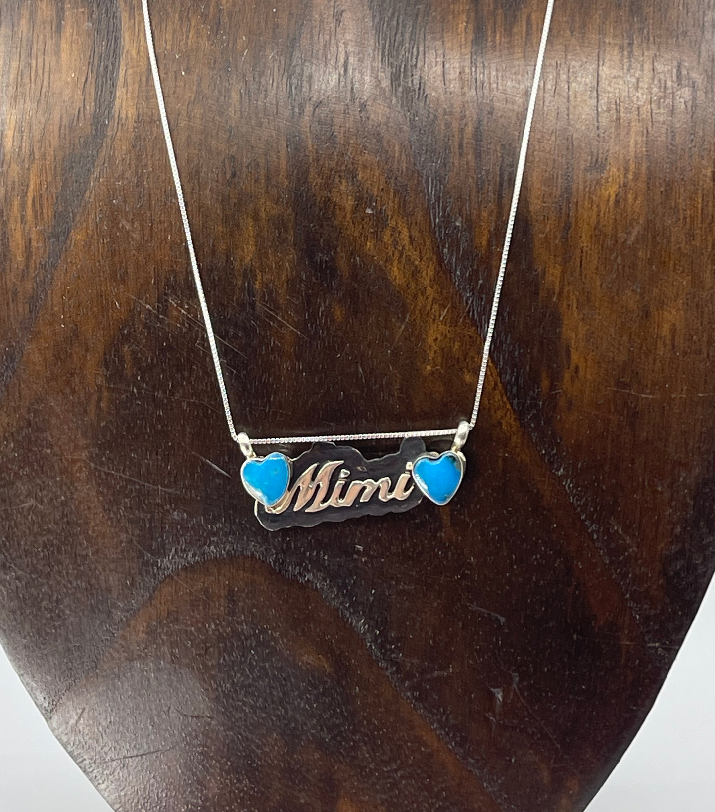 16" Turquoise Heart "MIMI" Necklace by Myra Benally, Navajo
