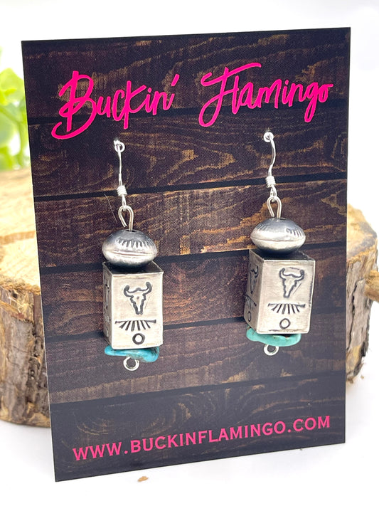 Handmade Navajo Pearl Cube Bead Earring by Sophia Becenti, Navajo