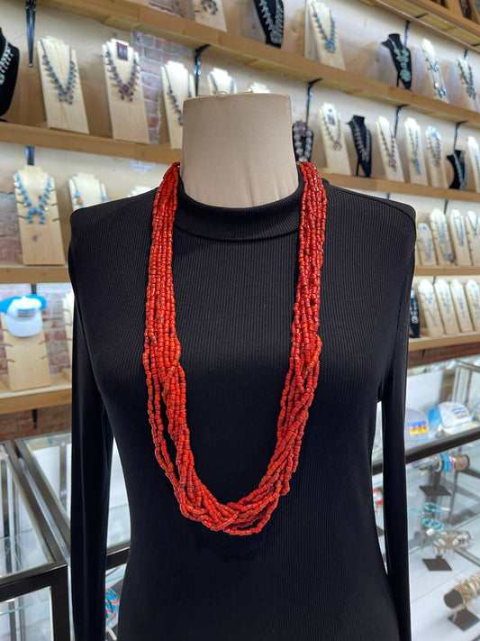 35" Vintage Red Coral Necklace