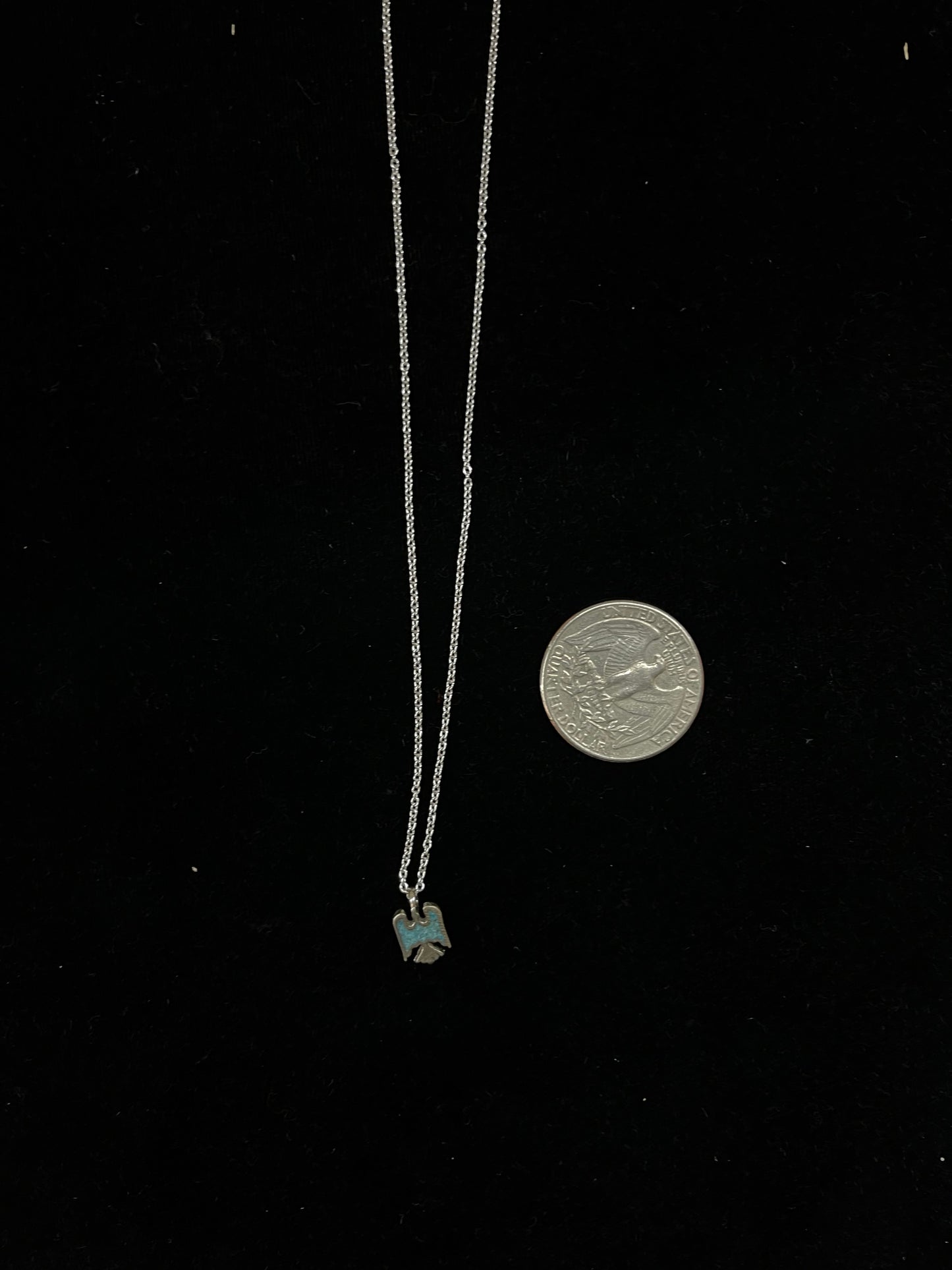 16" Dainty Turquoise Thunderbird Necklace
