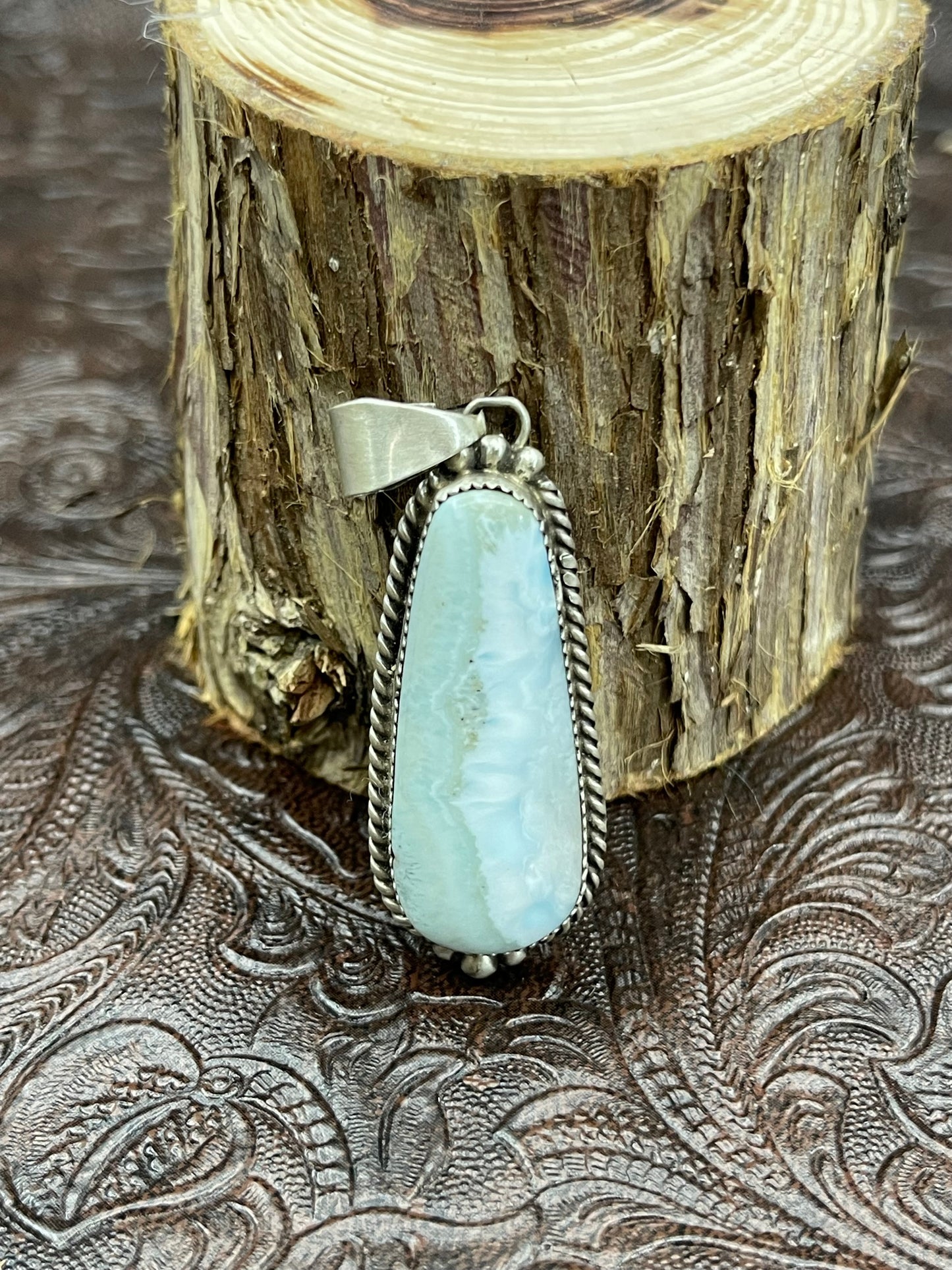 4.5mm Bale Larimar Pendant By Freda Martinez, Navajo