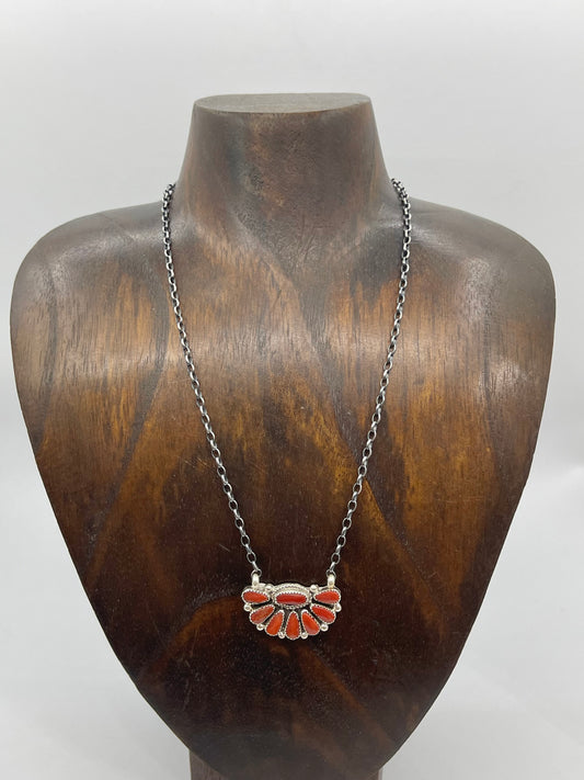 LOT 10 1/18 16'' Red Coral Half Cluster By Alicia Wilson, Navajo