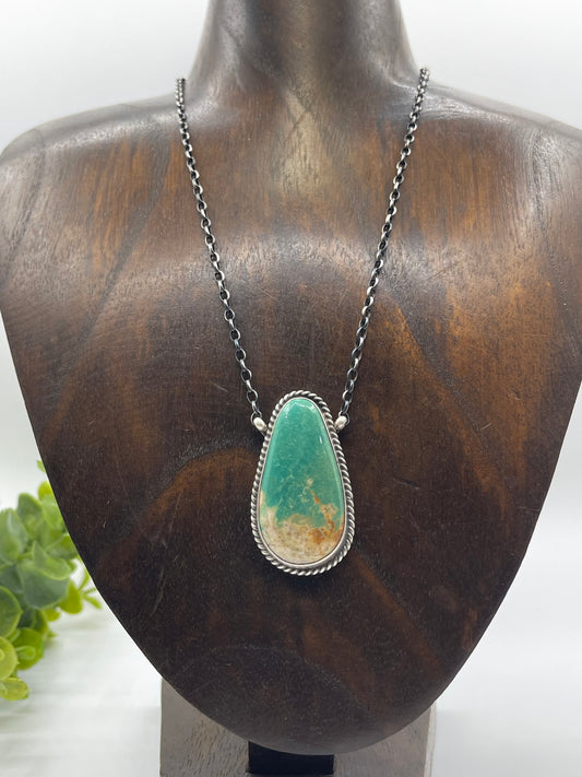 16" Royston Turquoise Teardrop Necklace