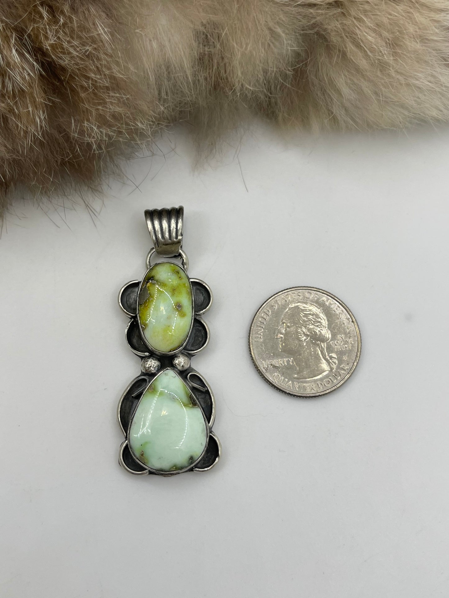 10.5 mm bale Palomino 2 Stone Pendant Gilbert Nez, Navajo