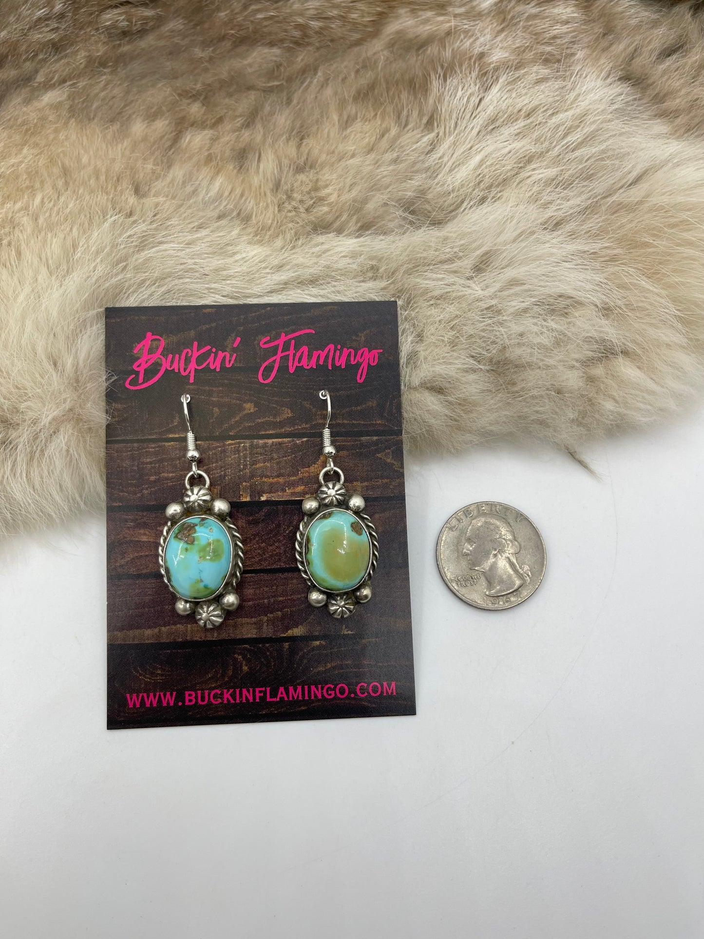 Sonoran Gold Turquoise 4 Stone Lariat 20”+3” Drop & Earring Set by Augustine Largo, Navajo