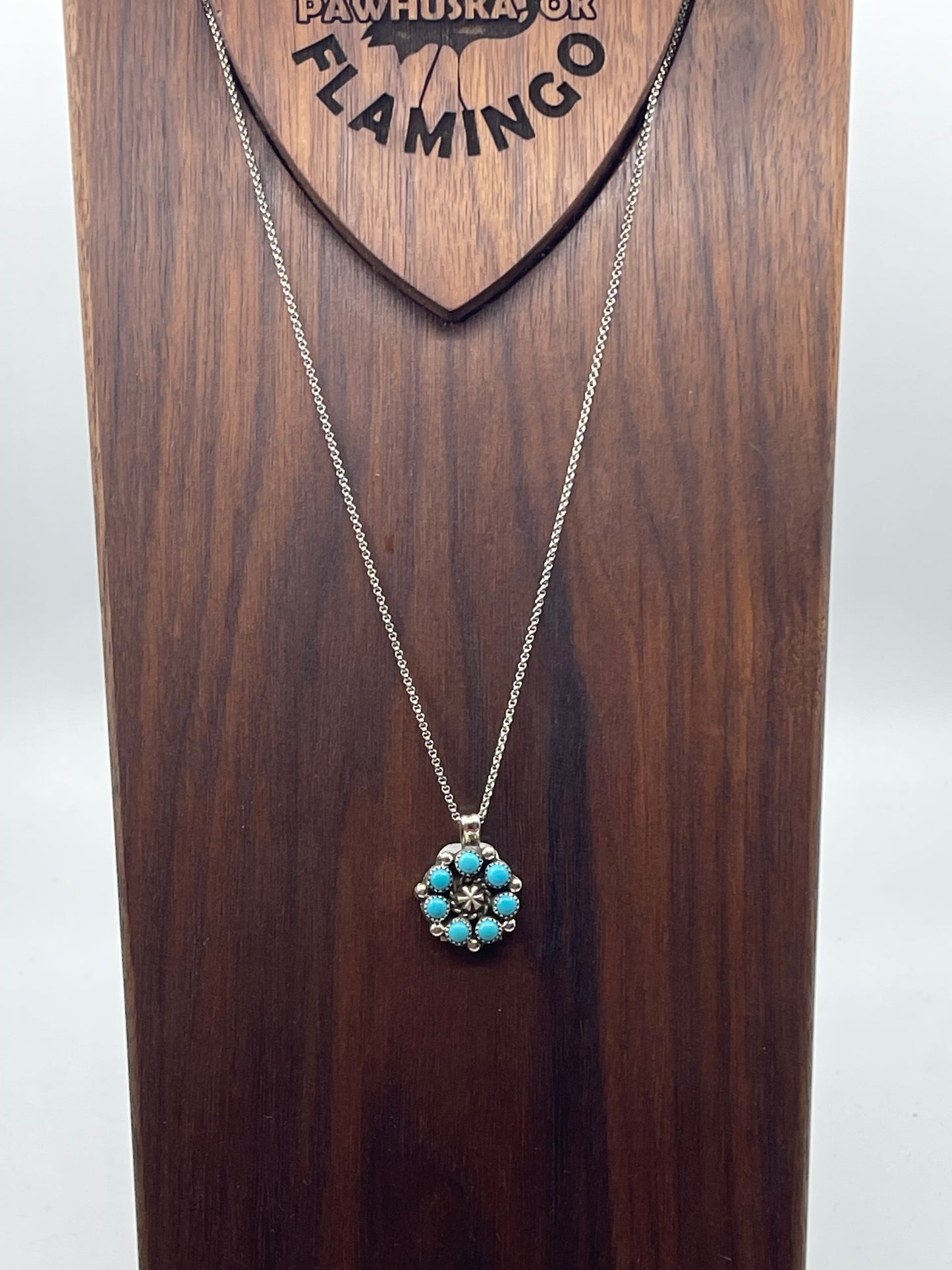 18" Kingman Turquoise Cluster Necklace by Fairren Begay, Navajo