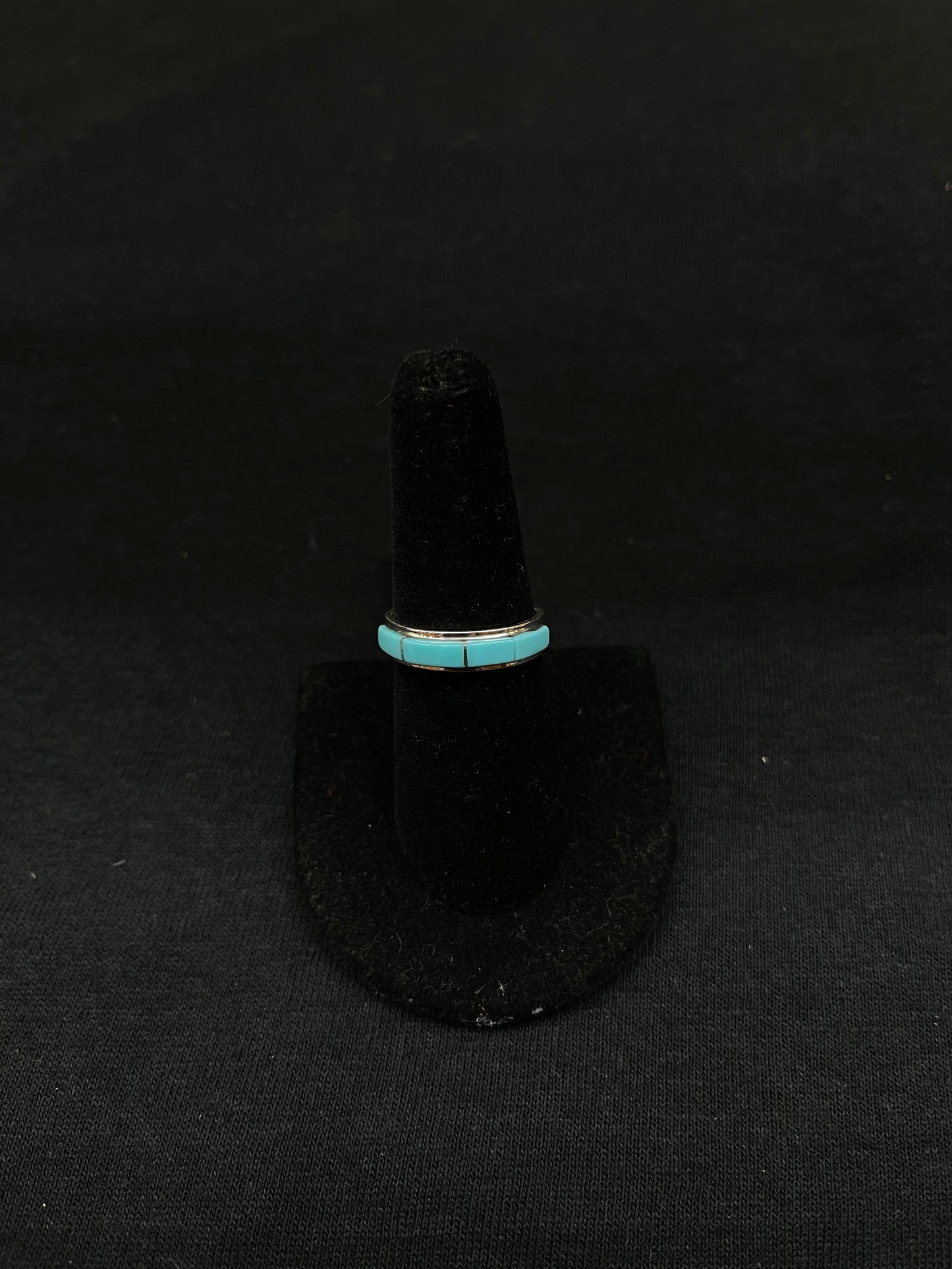 7.5 Inlay Turquoise Ring by Antonio Duran, Navajo