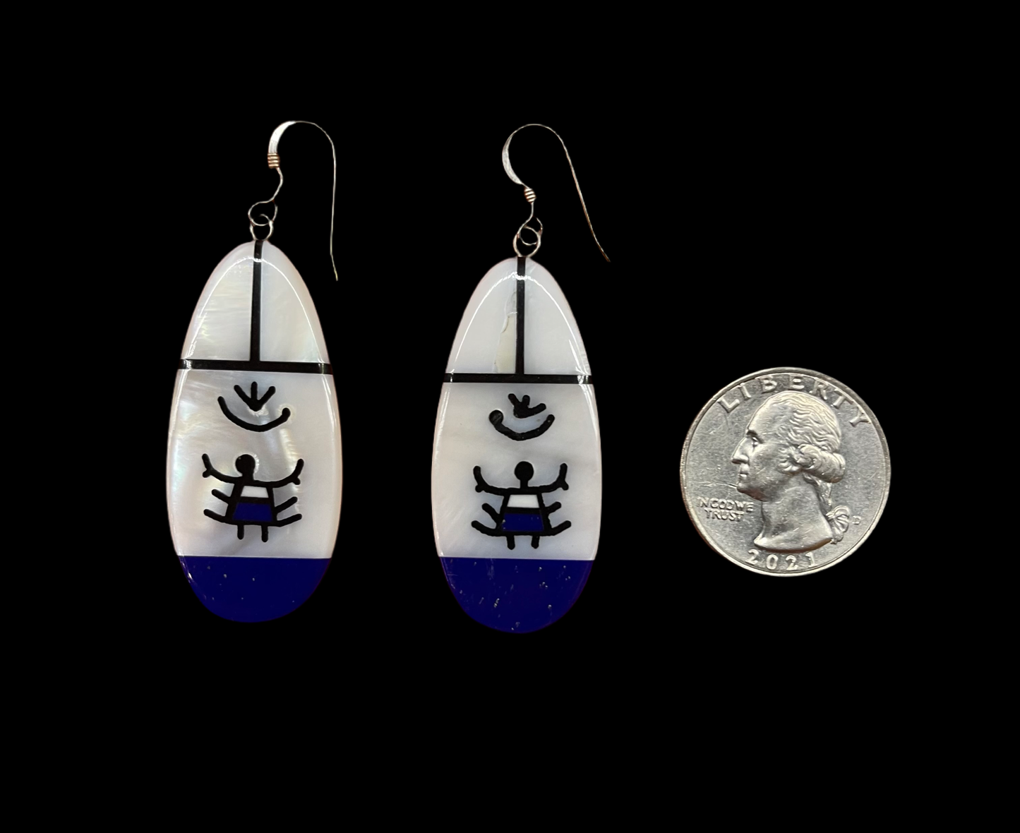 Mother of Pearl and Lapis Slab Dangles, Santo Domingo Made