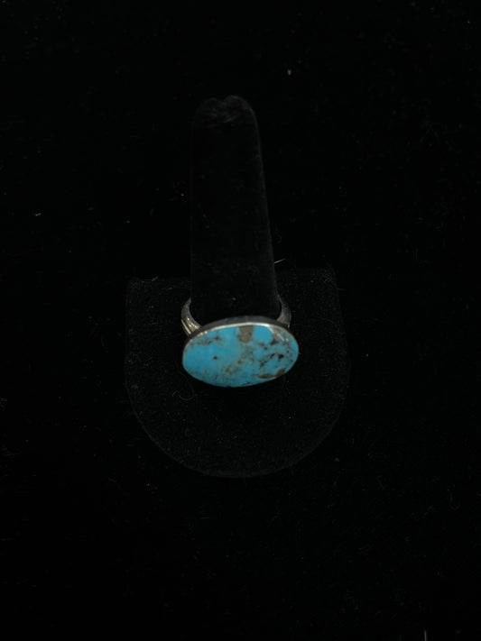 11.0 Turquoise Oval Ring by Sheena Jack, Navajo