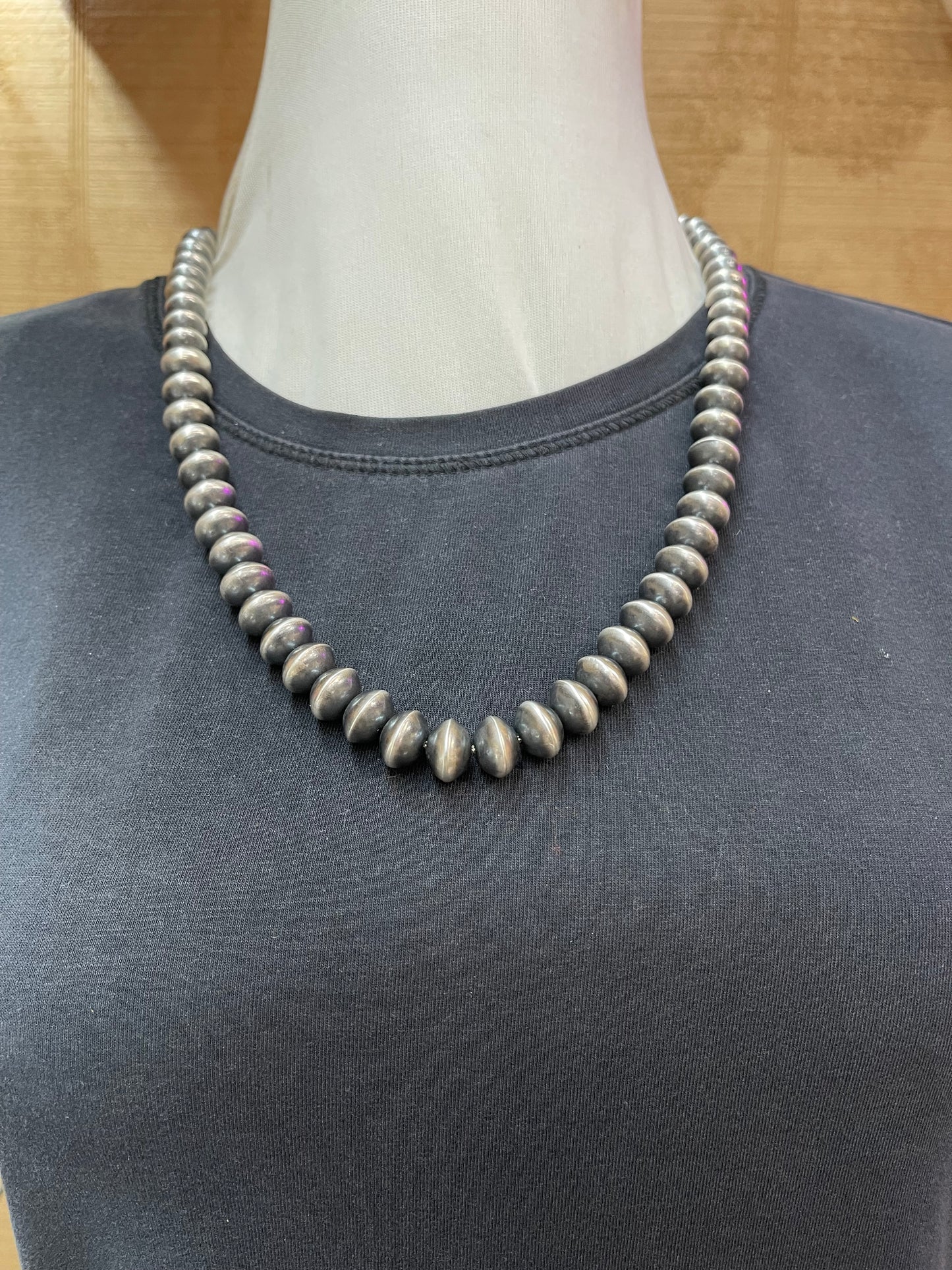 24" Handmade 10.5mm Navajo Saucers by Preston Haley, Navajo