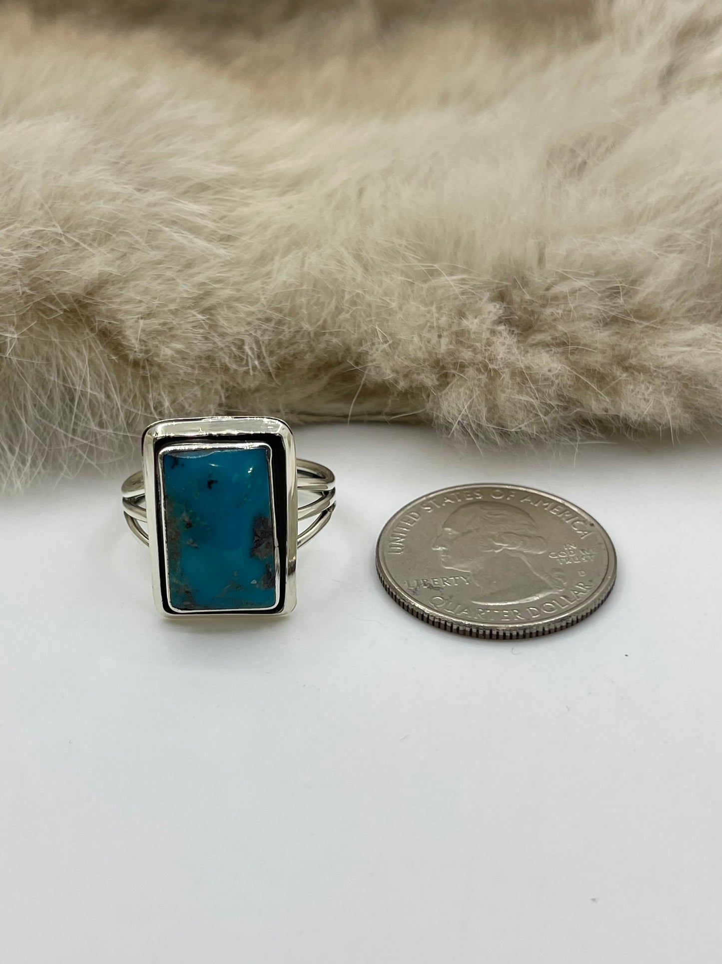 6.5 Square Turquoise Ring by Jason Bahe, Navajo