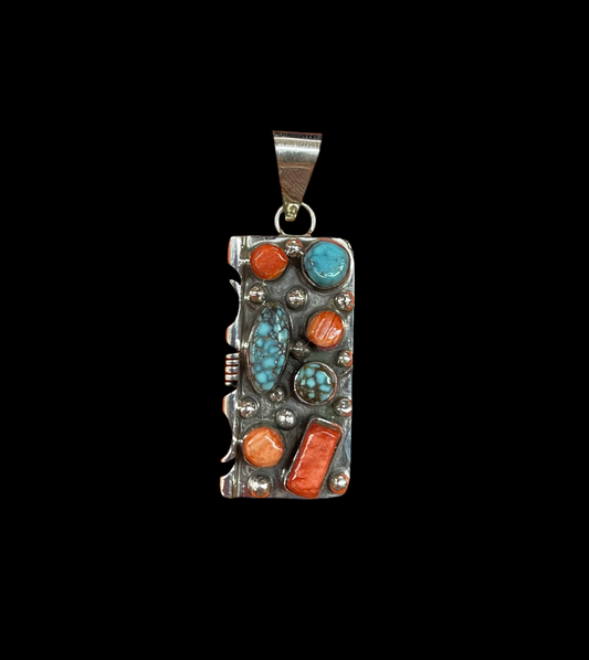 Spiny Oyster Shell and Turquoise Pendant by Marlene Fransi, Navajo