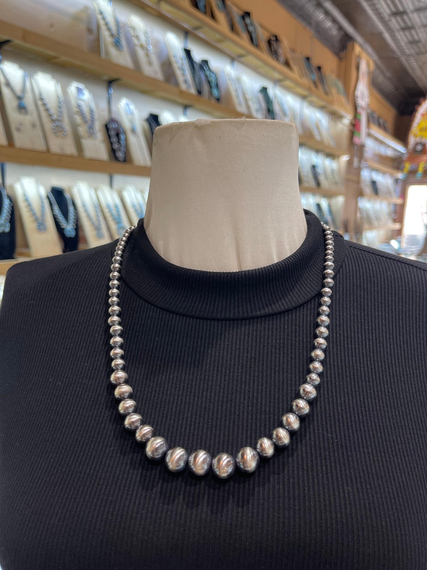 24" 4mm-12mm Graduated Navajo Style Pearls
