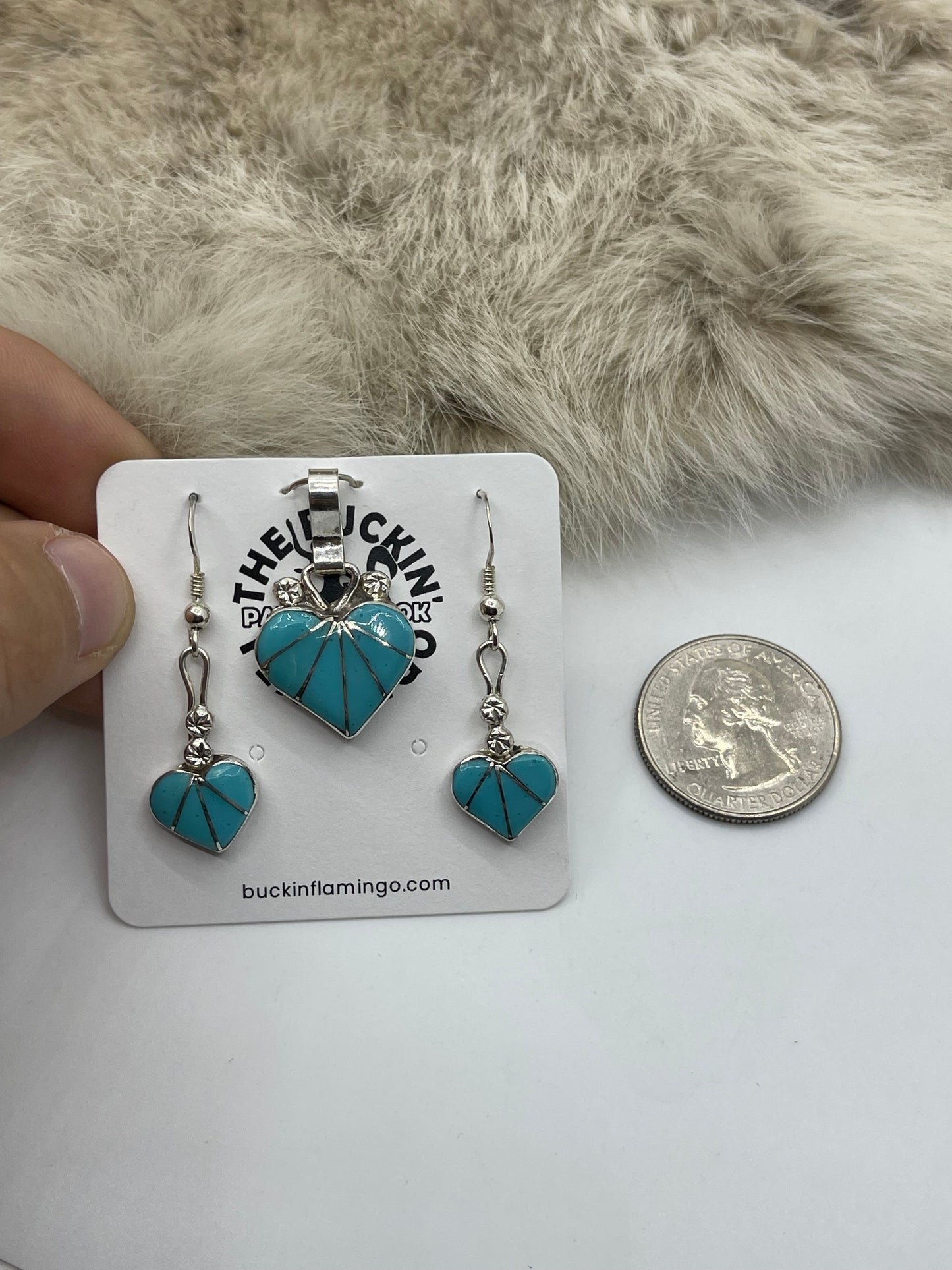Turquoise Earring & Pendant Set by Ola Eriacho