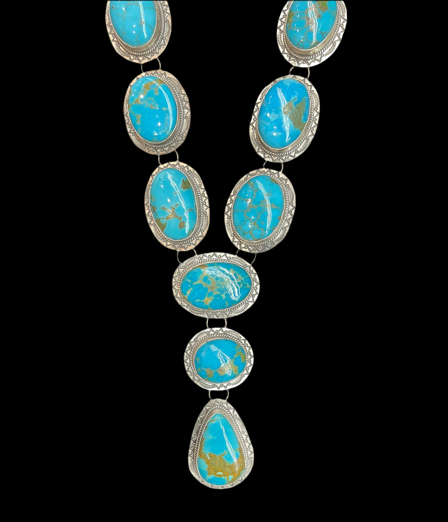 30" Sleeping Beauty Turquoise Lariat by J. Piaso Jr., Navajo