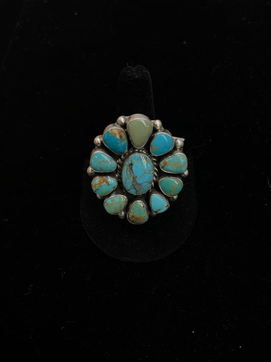 Adjustable Turquoise Cluster Ring by Augustine Largo, Navajo