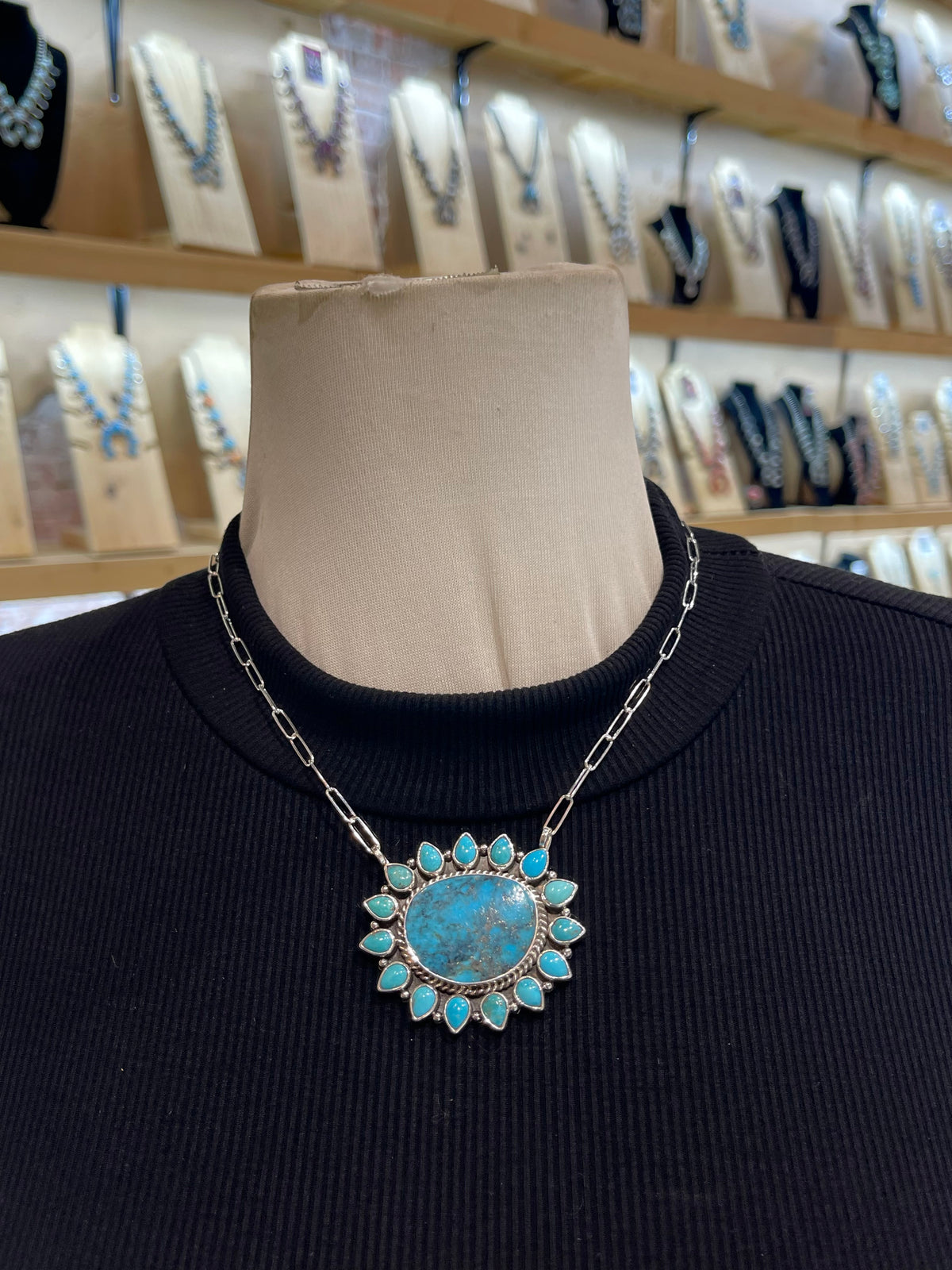 18" Turquoise Cluster Necklace