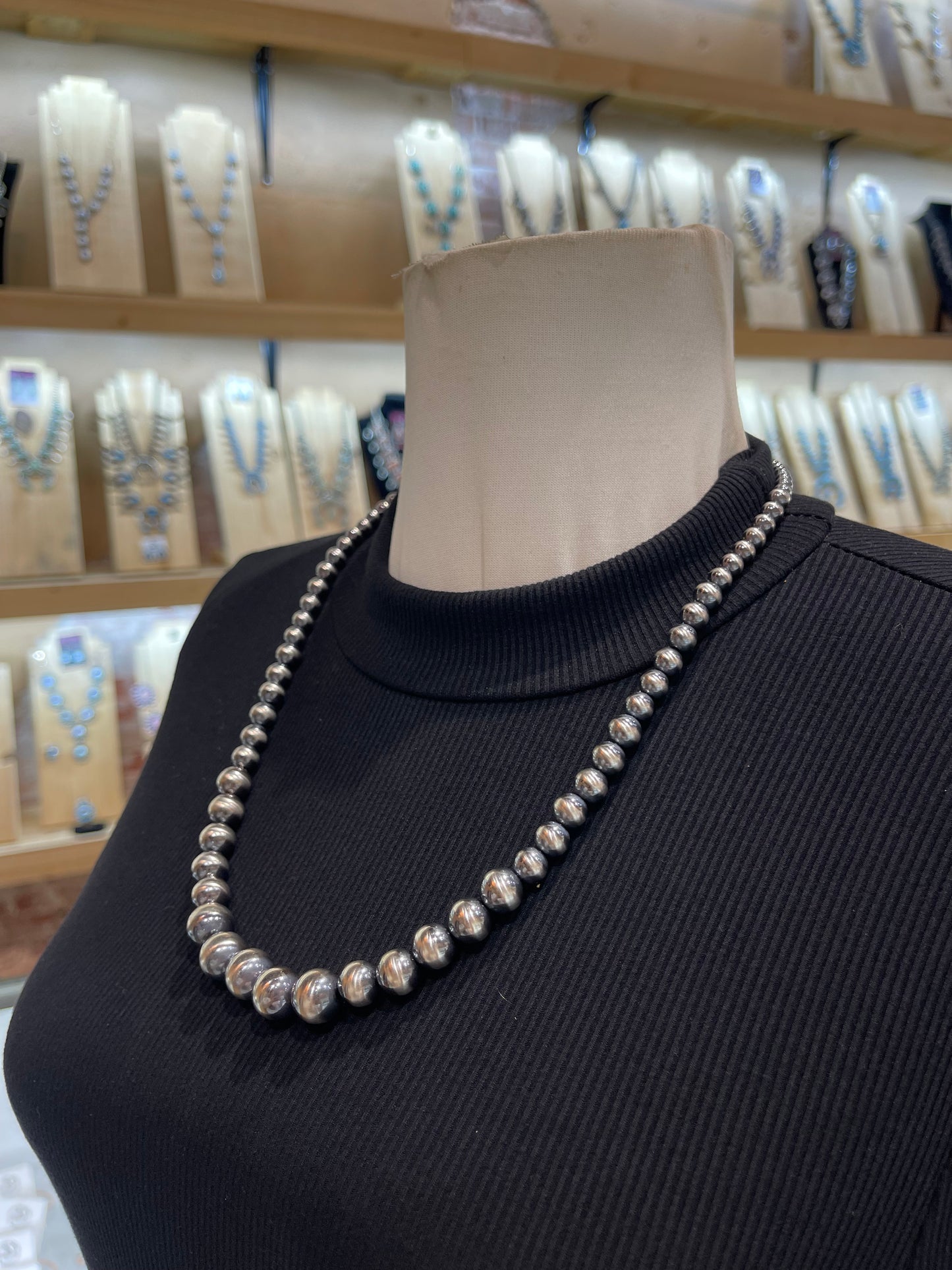 24" 4mm-12mm Graduated Navajo Style Pearls