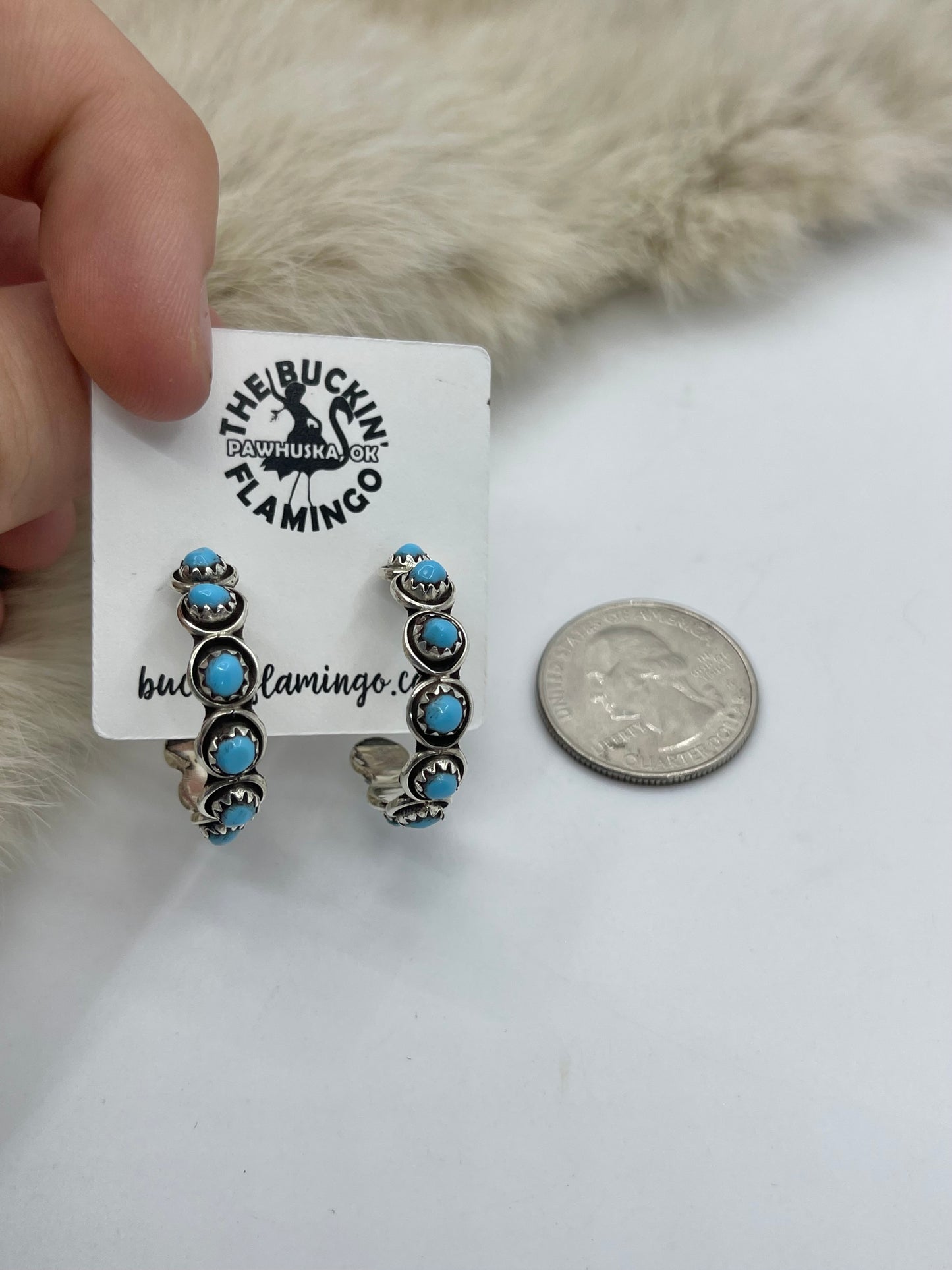 Turquoise Snake Eye Hoops By Florenda Lonasee, Zuni